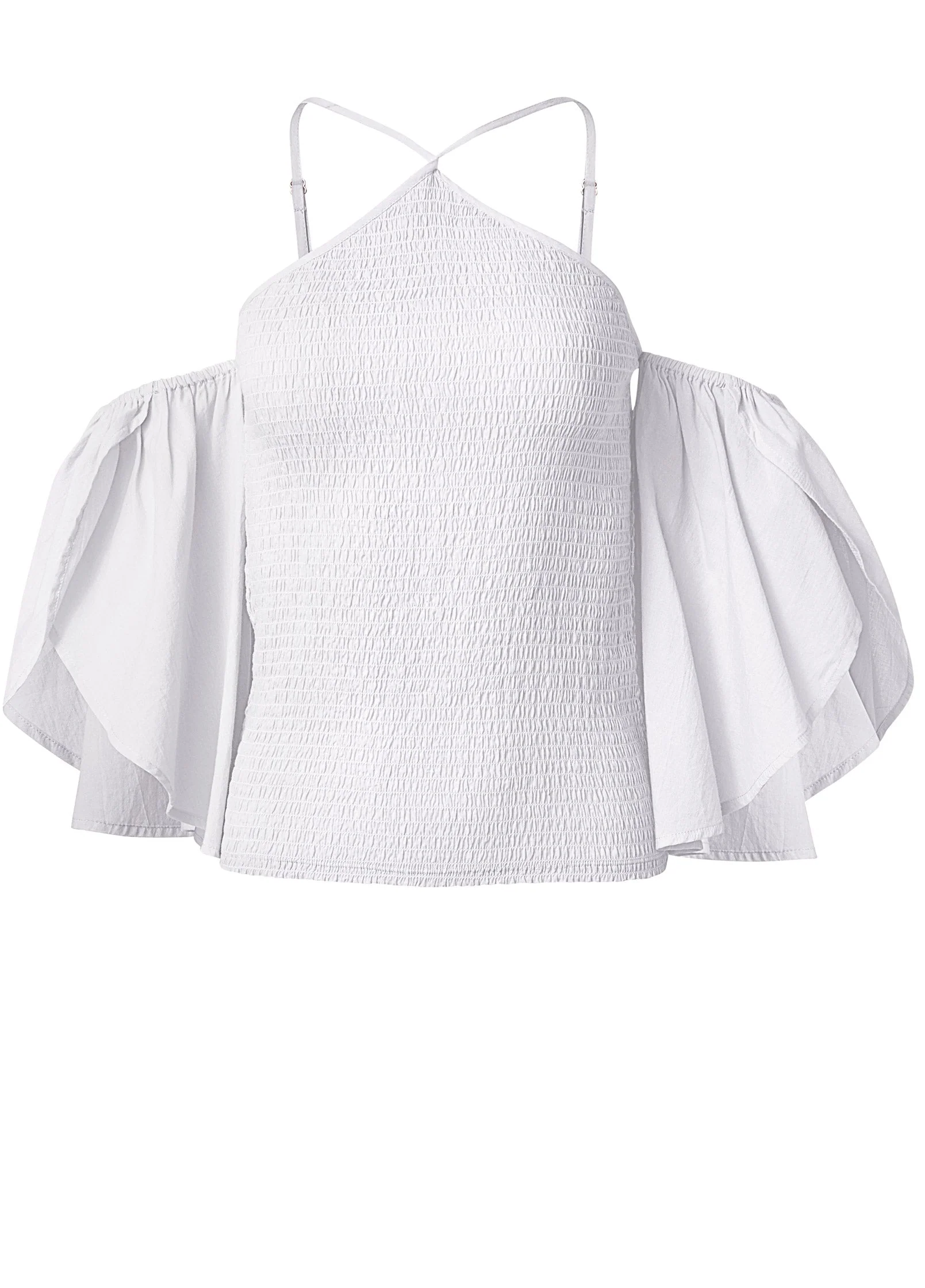 Smocked Fitted Top - White - Image 6