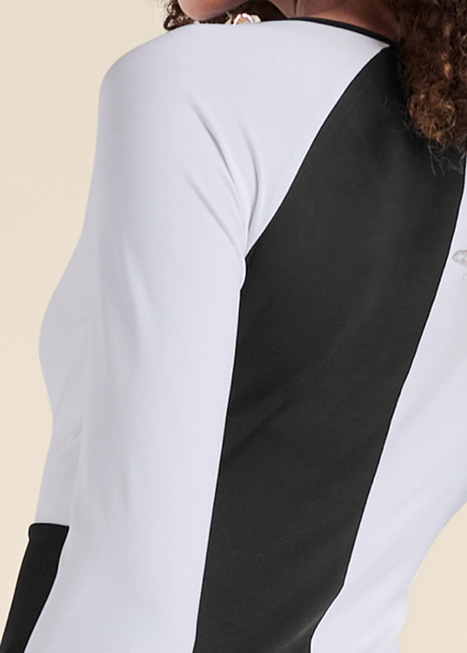 Color Block Chain Neck Top - Black & White - Image 5