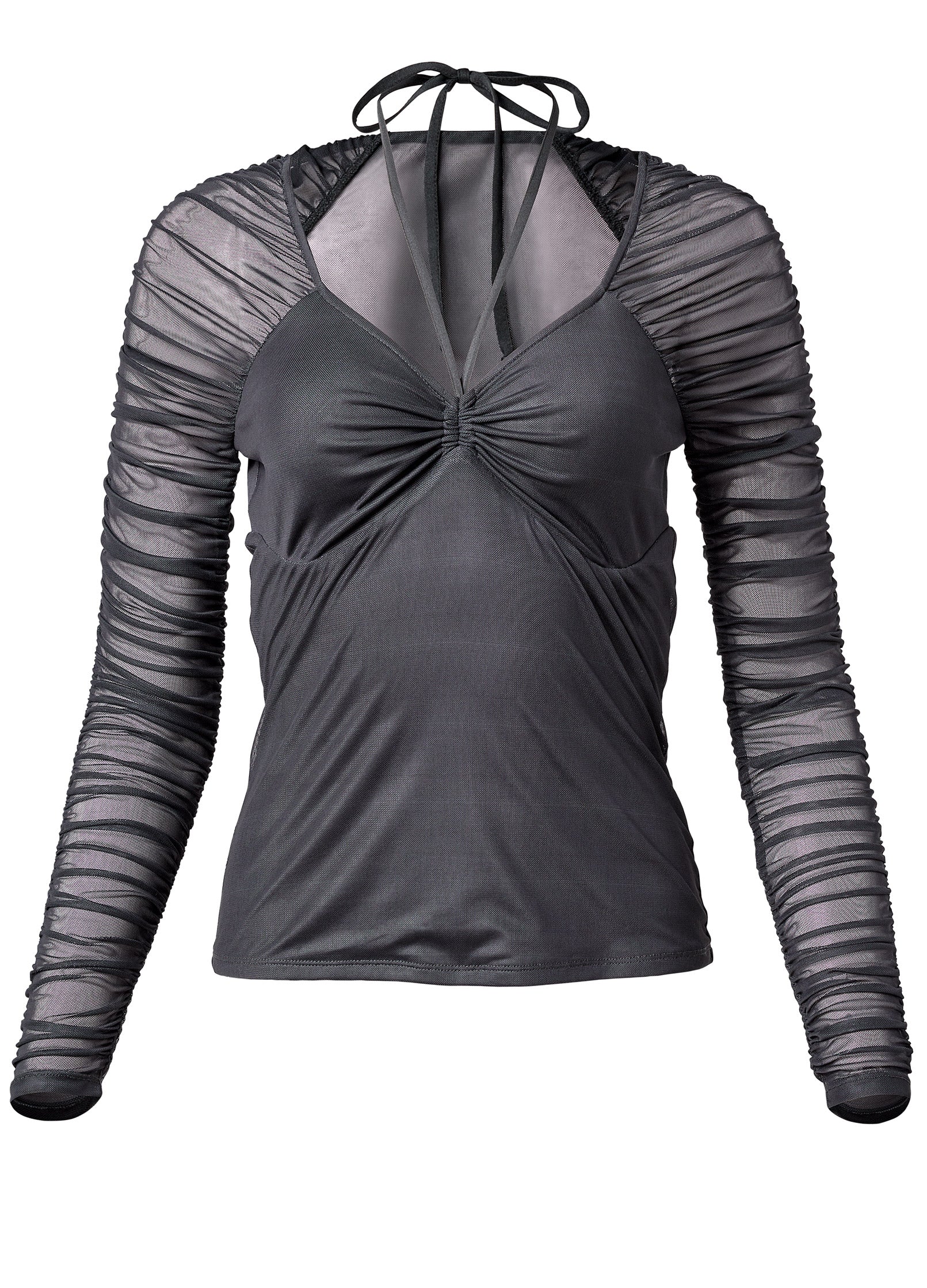 Ruched Halter Detail Top - Dark Grey - Image 6