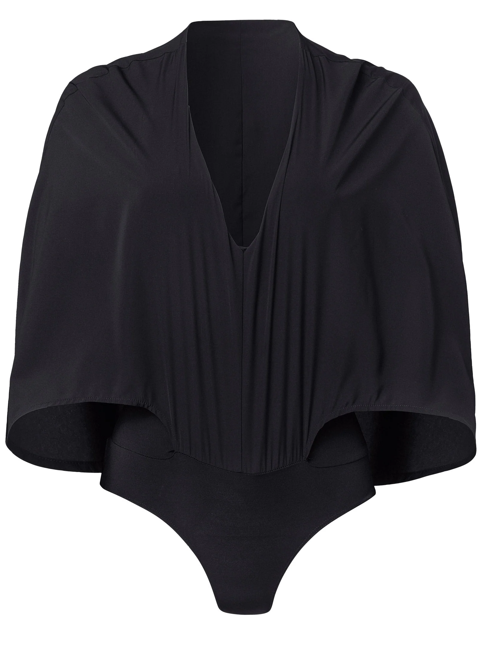 V-Neck Cape Bodysuit - Black - Image 6