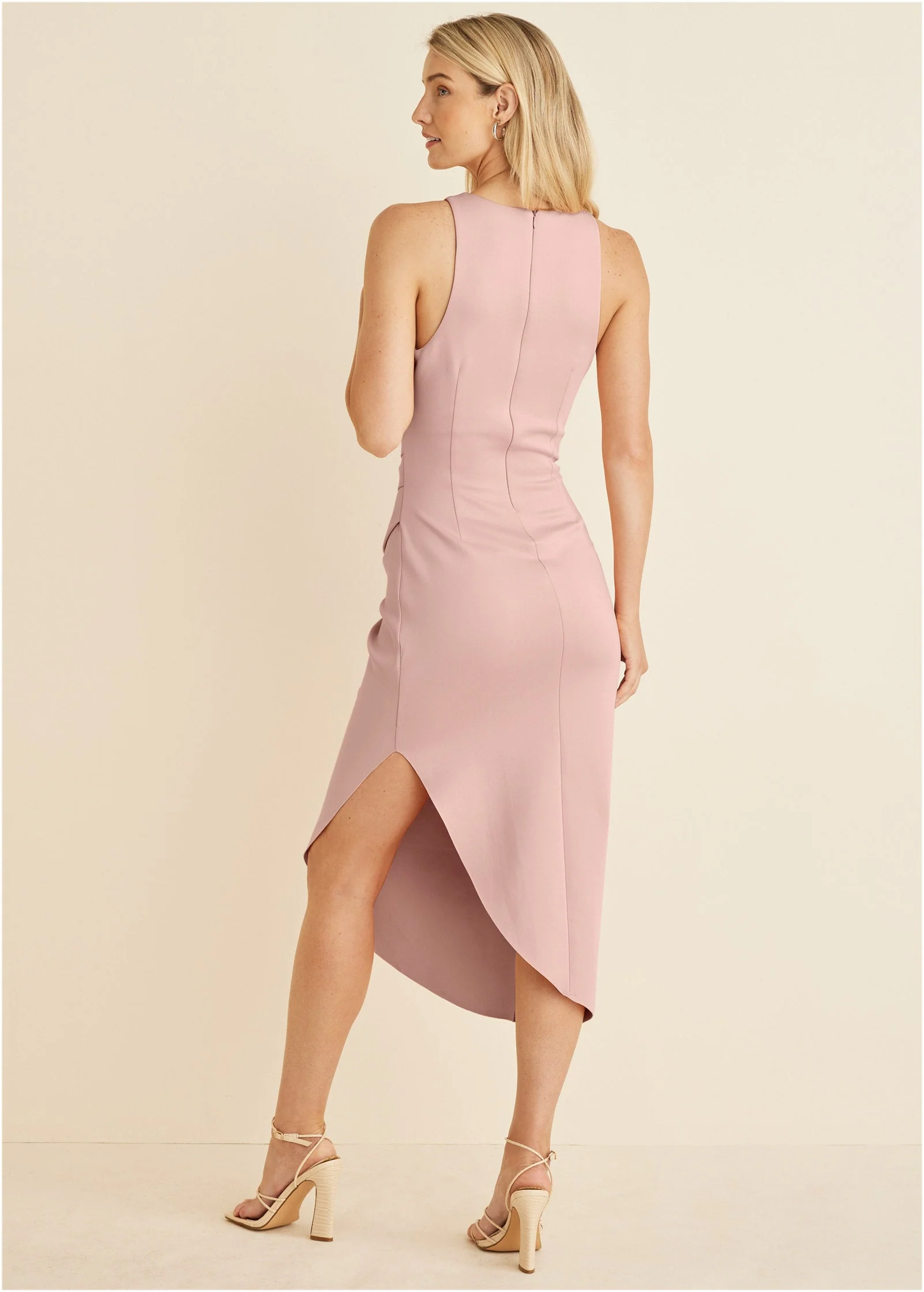 Ruched Bodycon Dress - Peach - Image 3