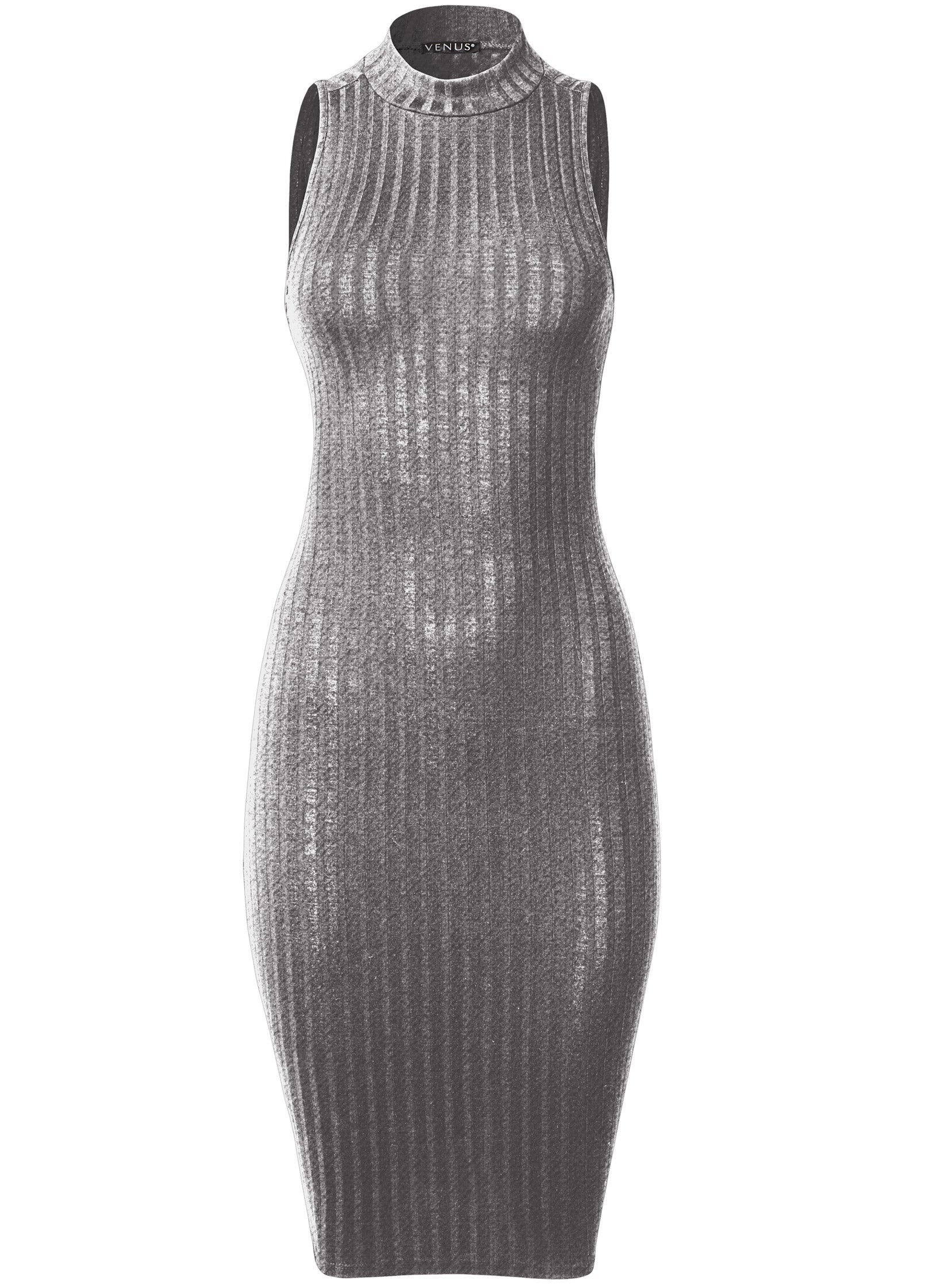 Ribbed Twist-Back Dress - Heather Grey - Image 2