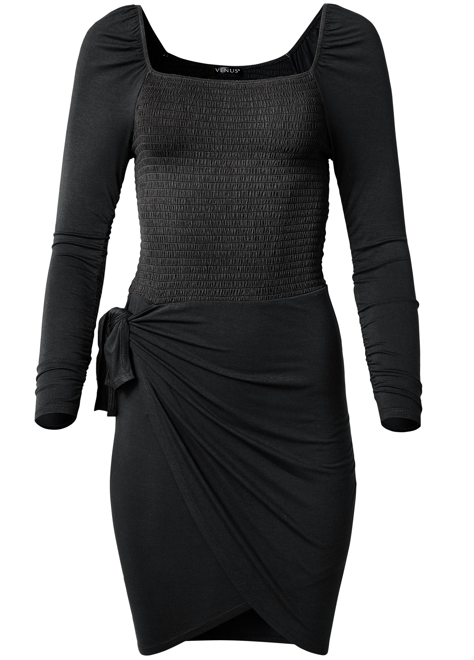 Wrap-Front Dress  - Black - Image 6