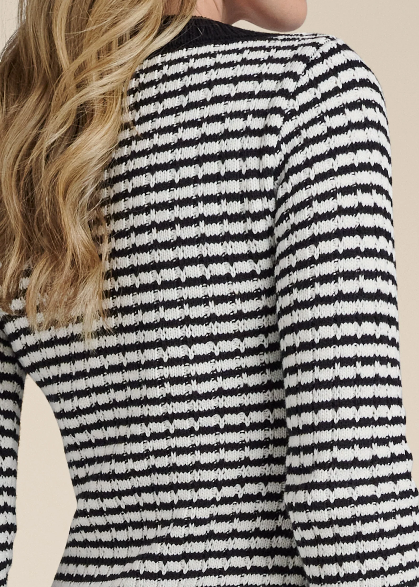 V-Neck Sweater Dress  - Black & White - Image 5