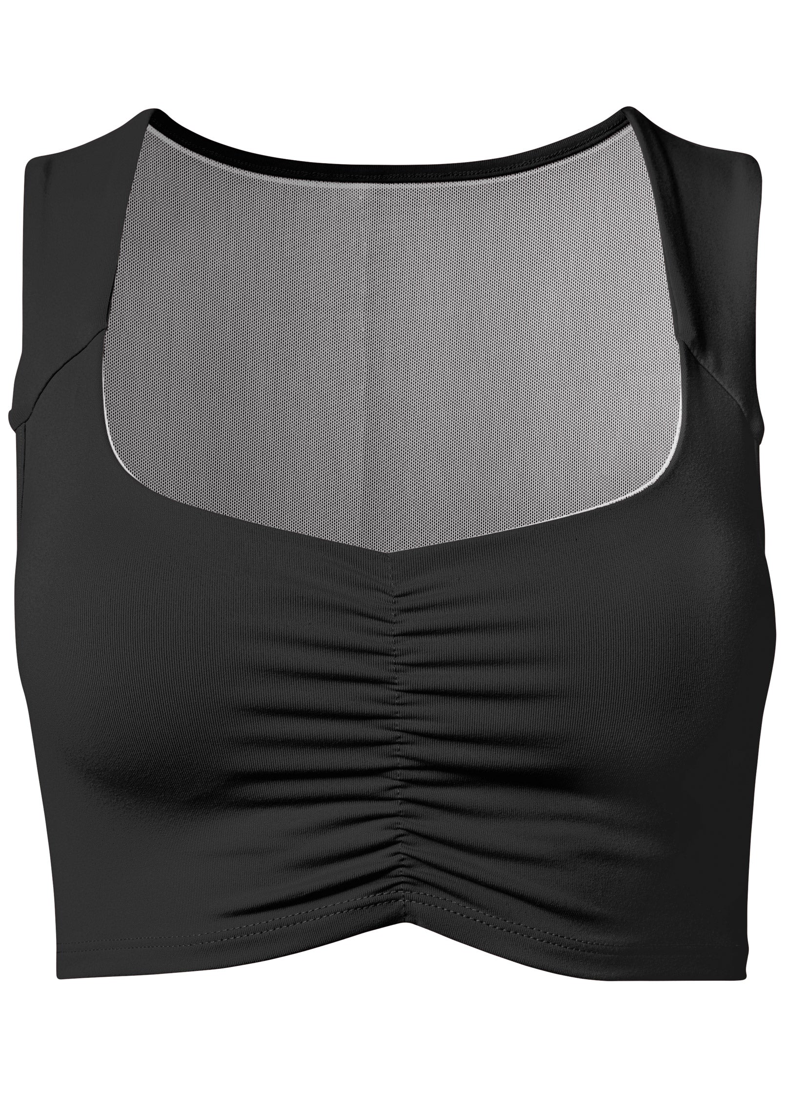 Ruched Cropped Sports Top - Black - Image 6