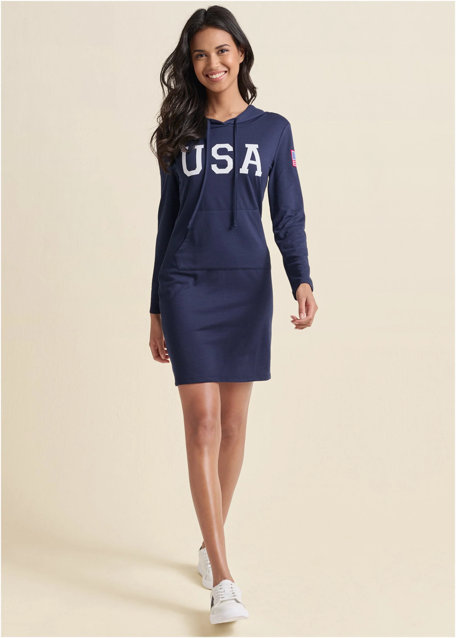 USA Hooded Lounge Dress - Navy - Image 2