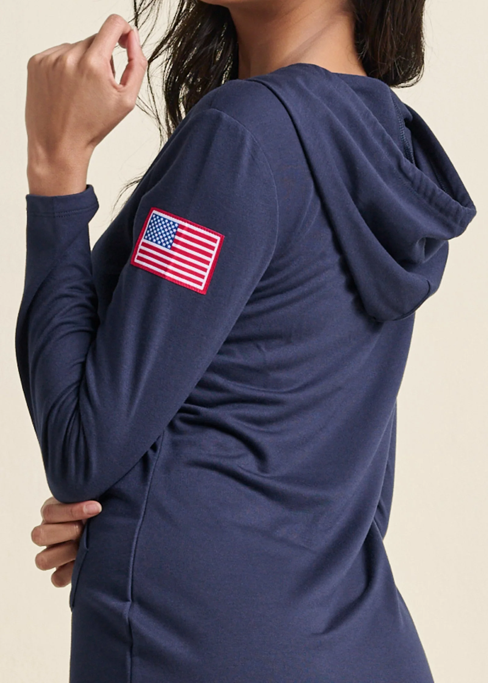 USA Hooded Lounge Dress - Navy - Image 5