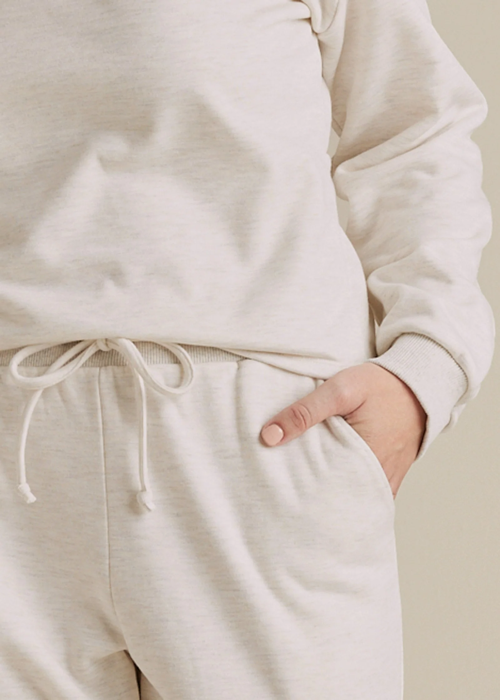 Knot-Back Top And Pants Set - Vanilla Heather - Image 2