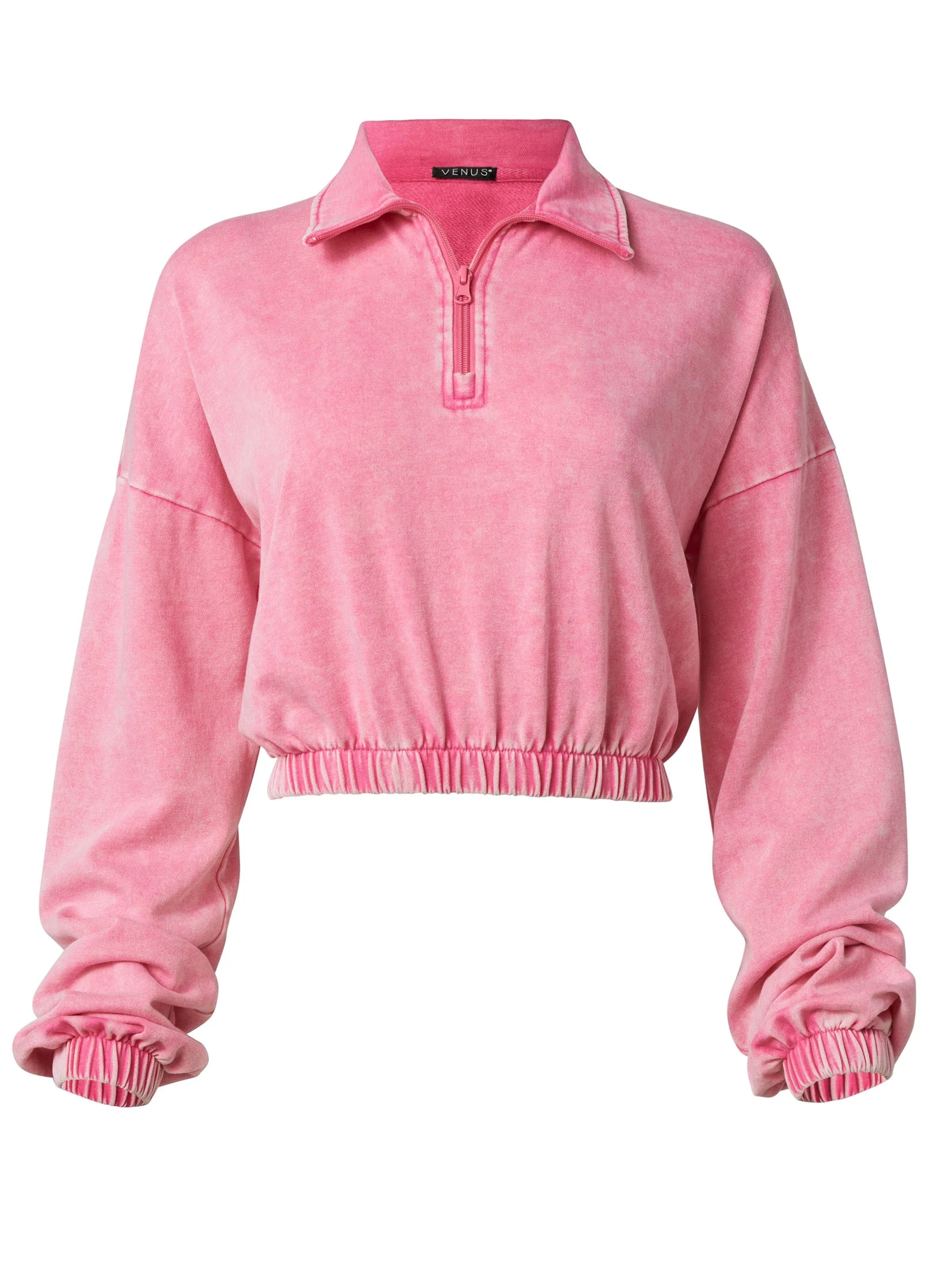 Terry Half-Zip Sweatshirt - Pink - Image 5