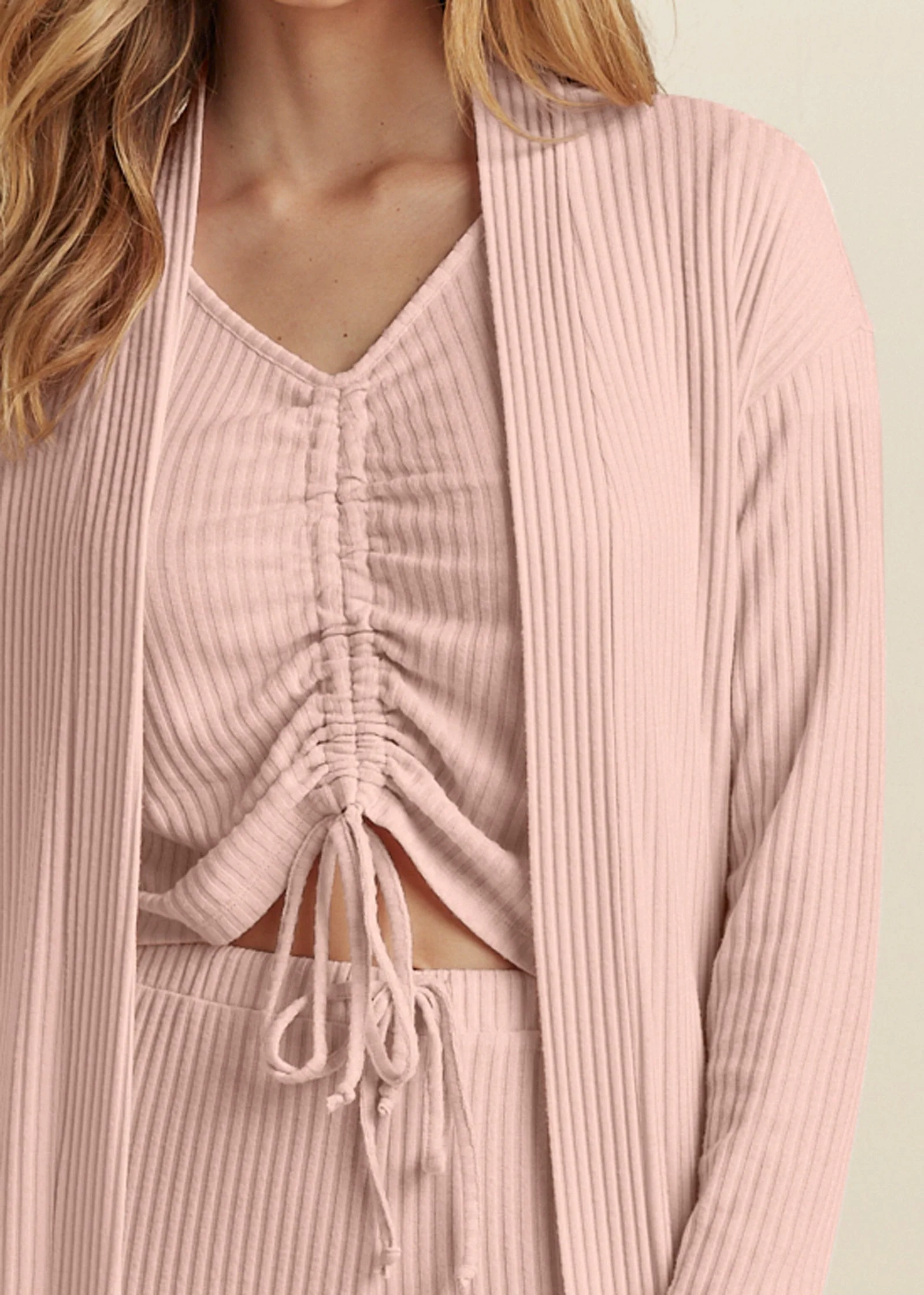 Ribbed 3 Piece Set - Peach - Image 3