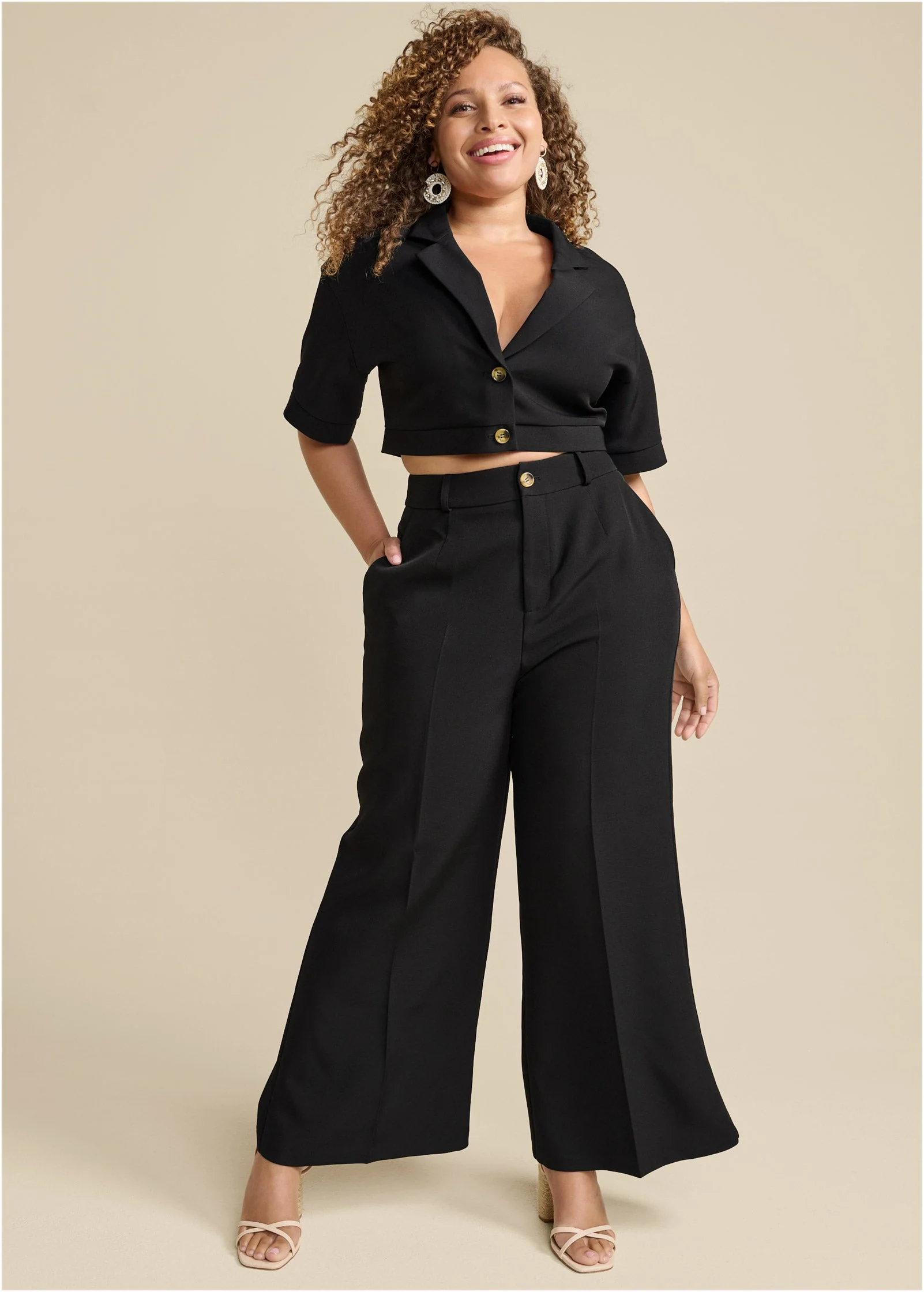 Flare Leg Suiting Set - Black - Image 6