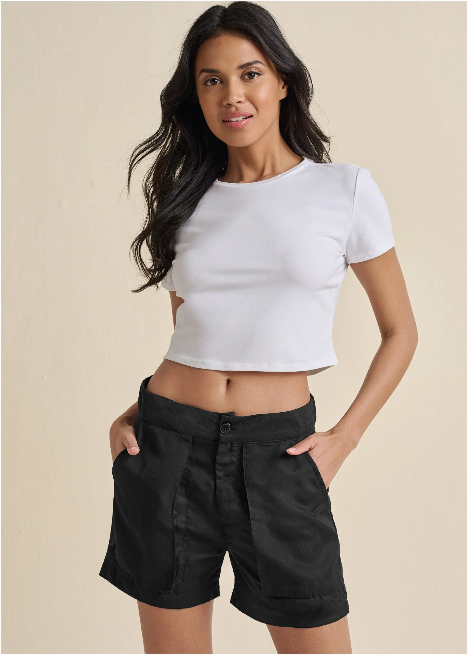 High-Waist Walking Shorts - Black - Image 8