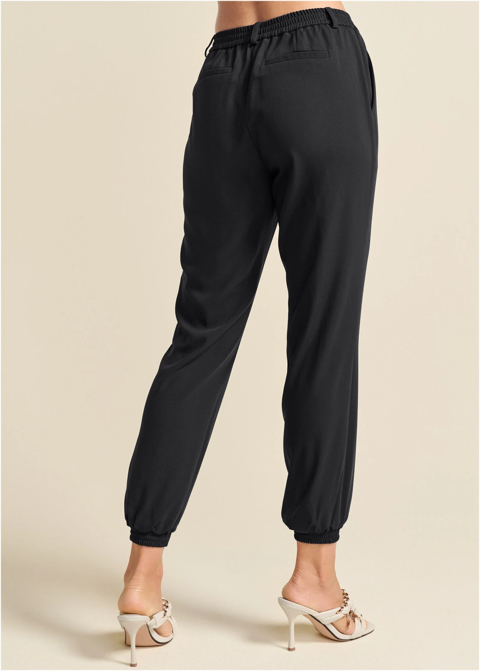 Woven High-Rise Joggers - Jet Black - Image 3