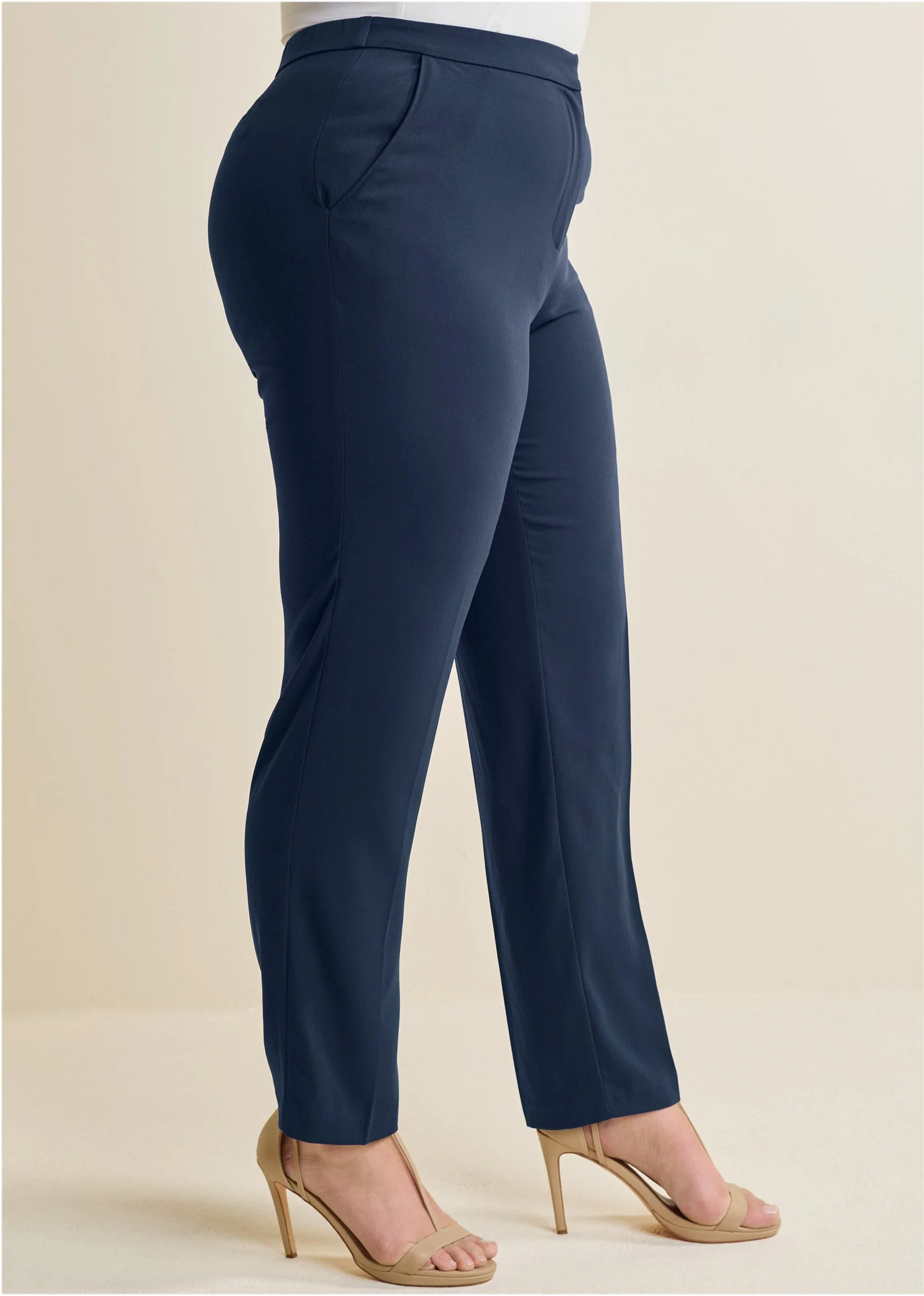 High-Rise Straight Trousers - Navy - Image 10