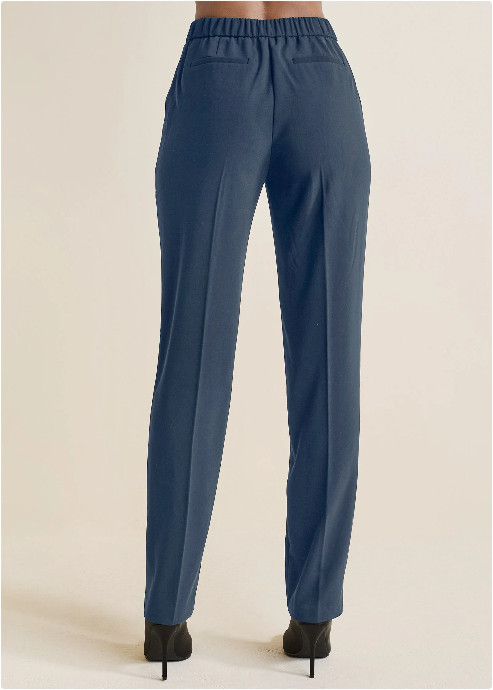 High-Rise Straight Trousers - Navy - Image 3