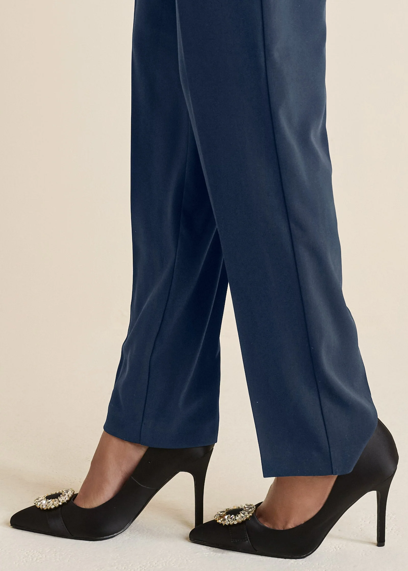 High-Rise Straight Trousers - Navy - Image 6