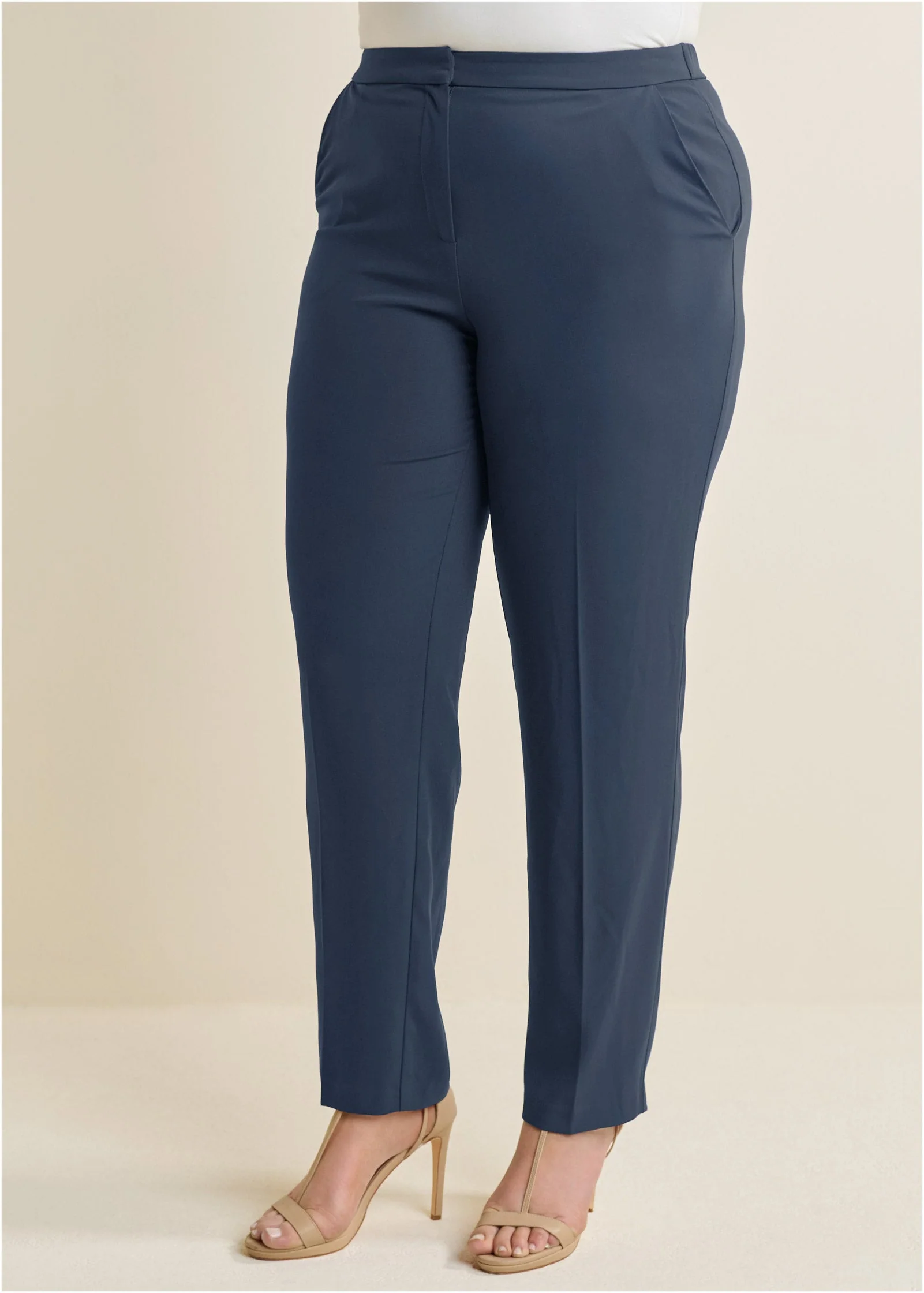 High-Rise Straight Trousers - Navy - Image 8