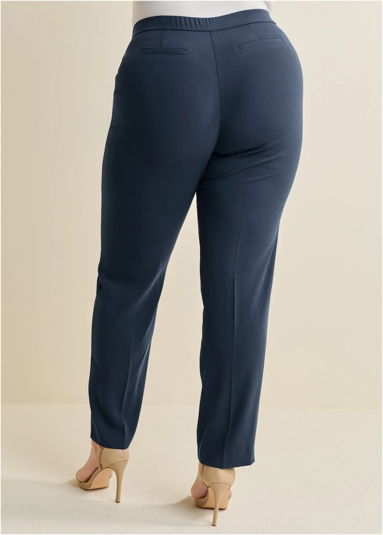 High-Rise Straight Trousers - Navy - Image 9