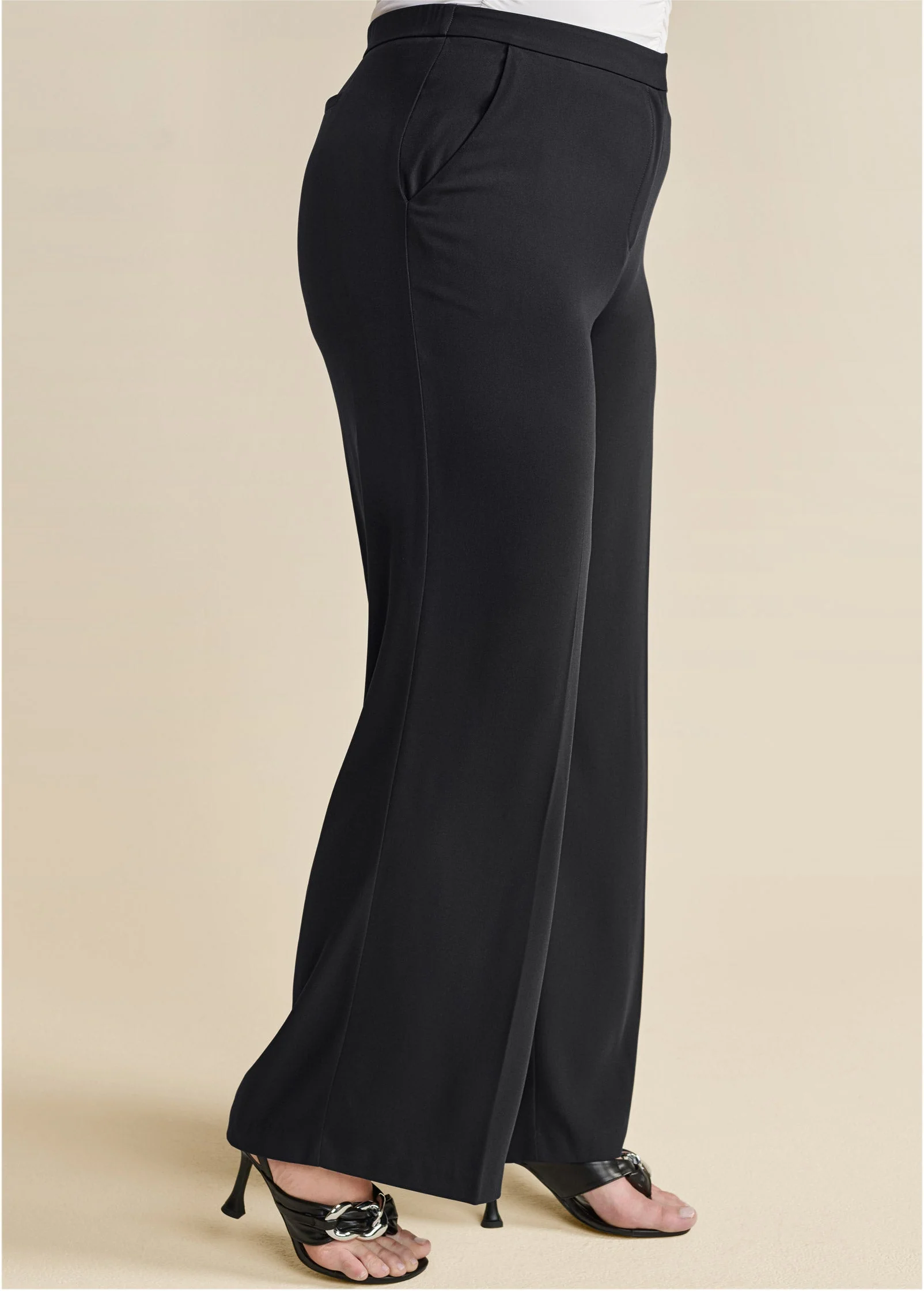 High-Rise Wide Leg Trousers - Jet Black - Image 11