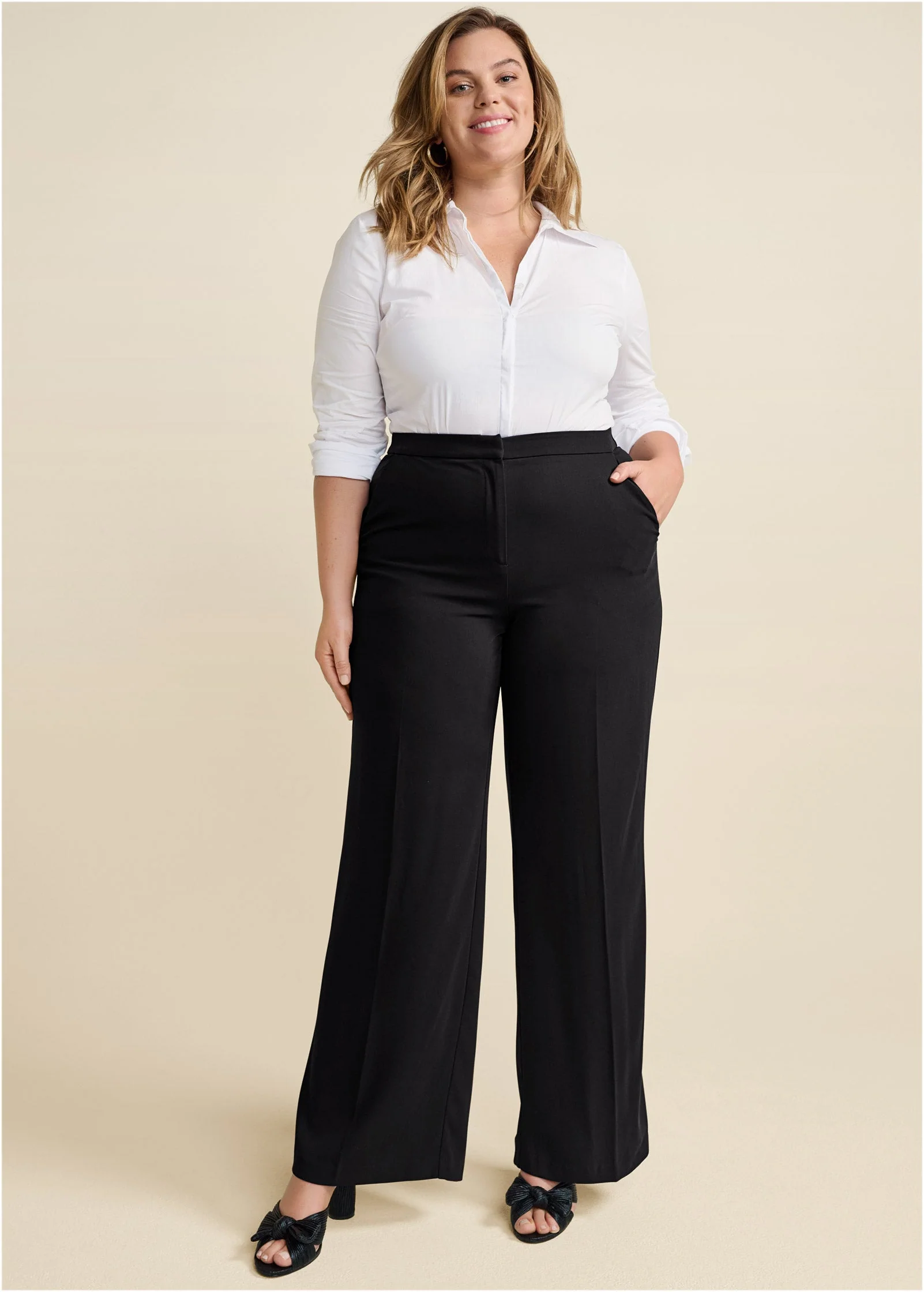 High-Rise Wide Leg Trousers - Jet Black - Image 12