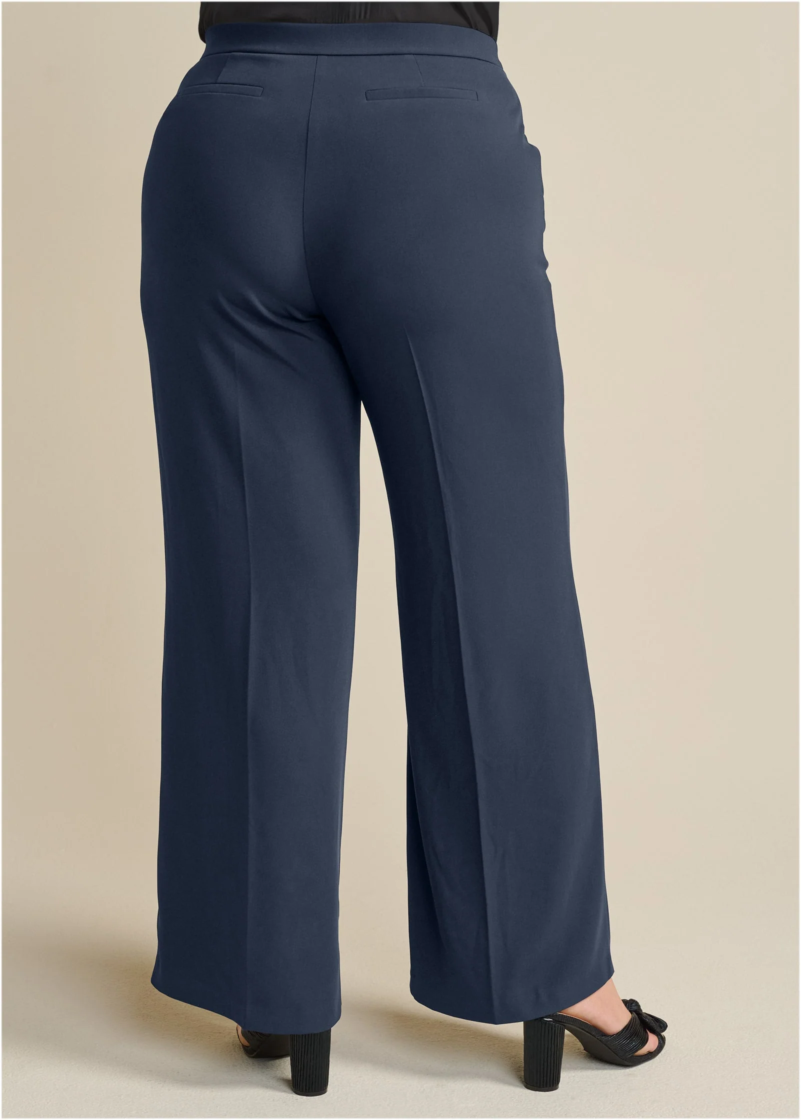 High-Rise Wide Leg Trousers - Navy - Image 10