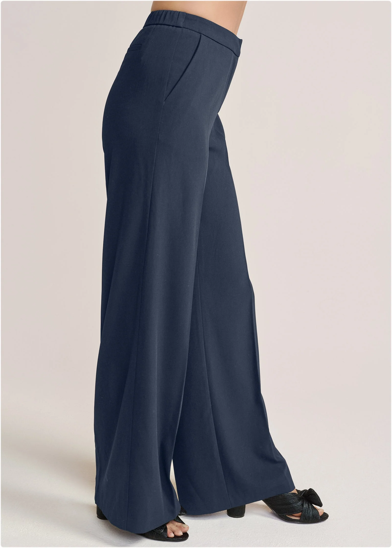 High-Rise Wide Leg Trousers - Navy - Image 4