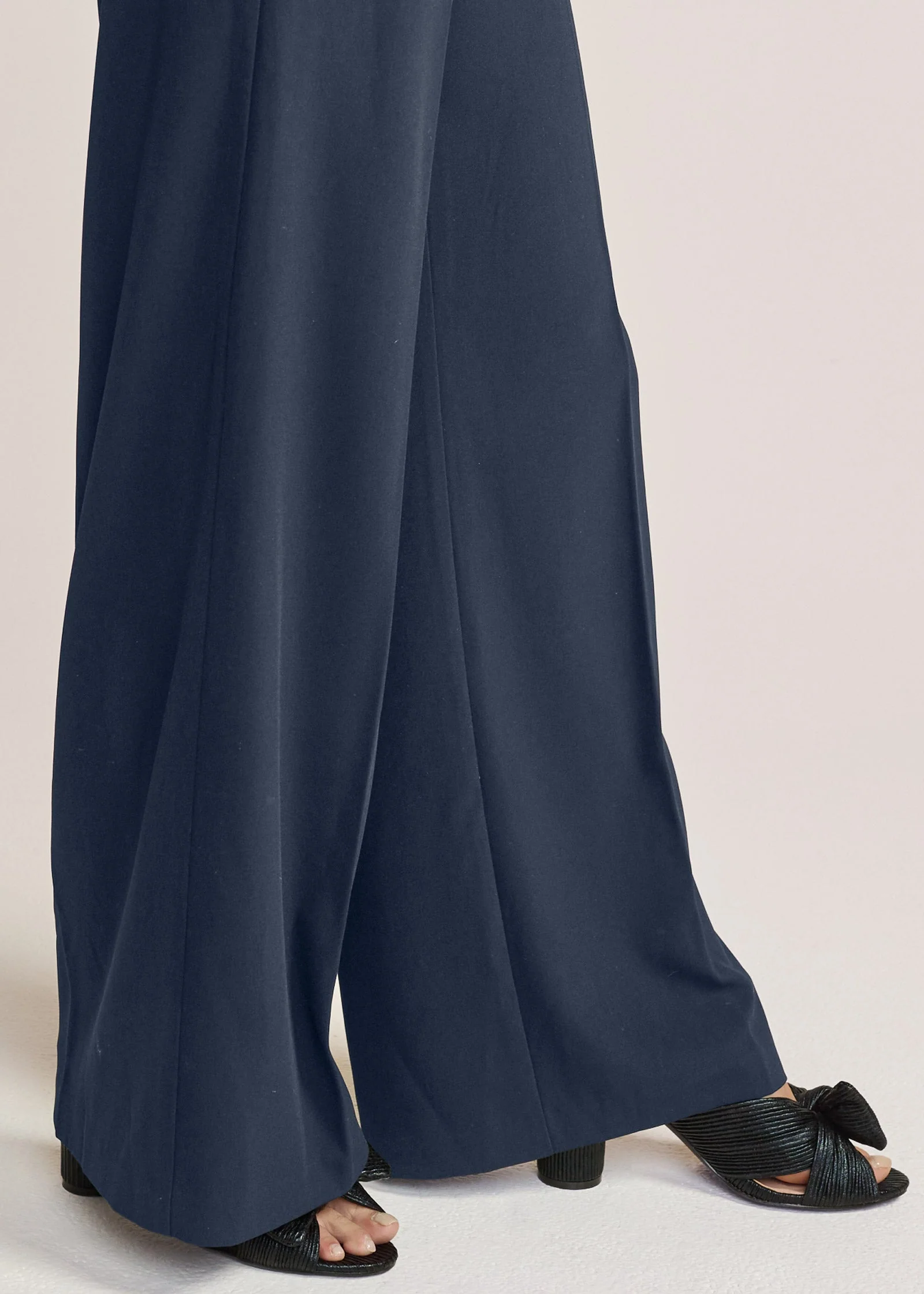 High-Rise Wide Leg Trousers - Navy - Image 6