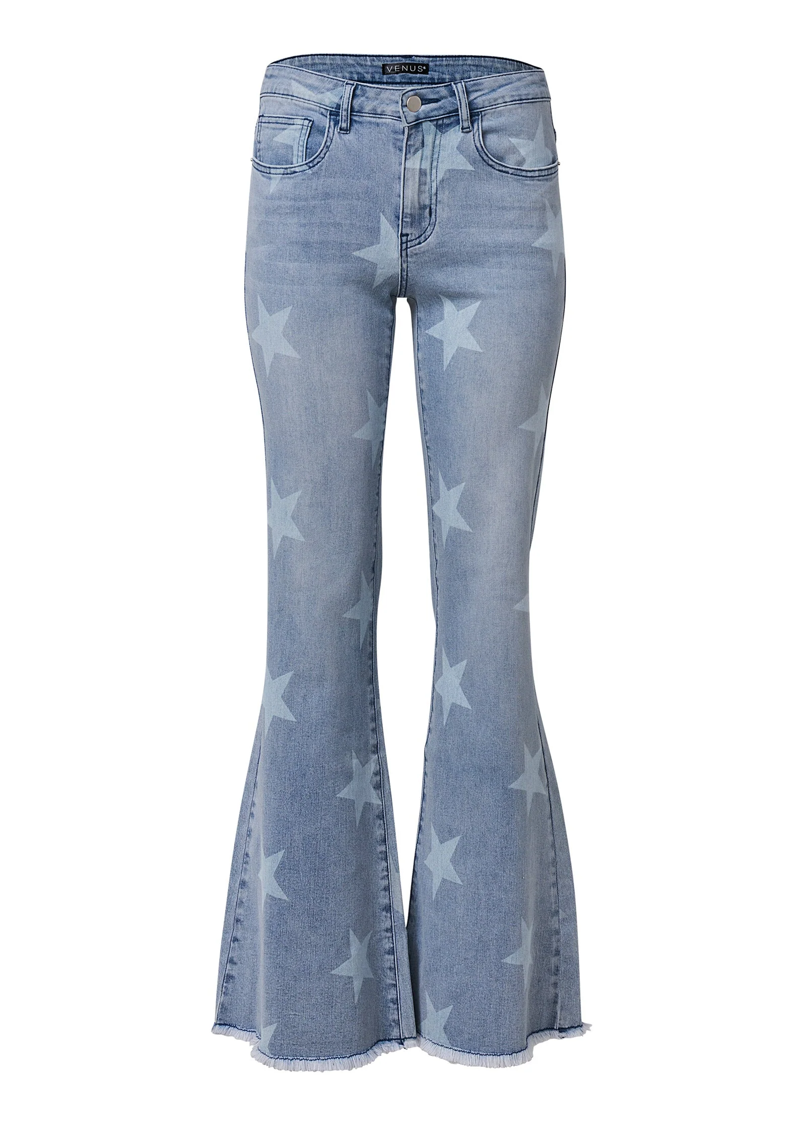 Mid-Rise Star Flare Jeans - Light Wash - Image 7