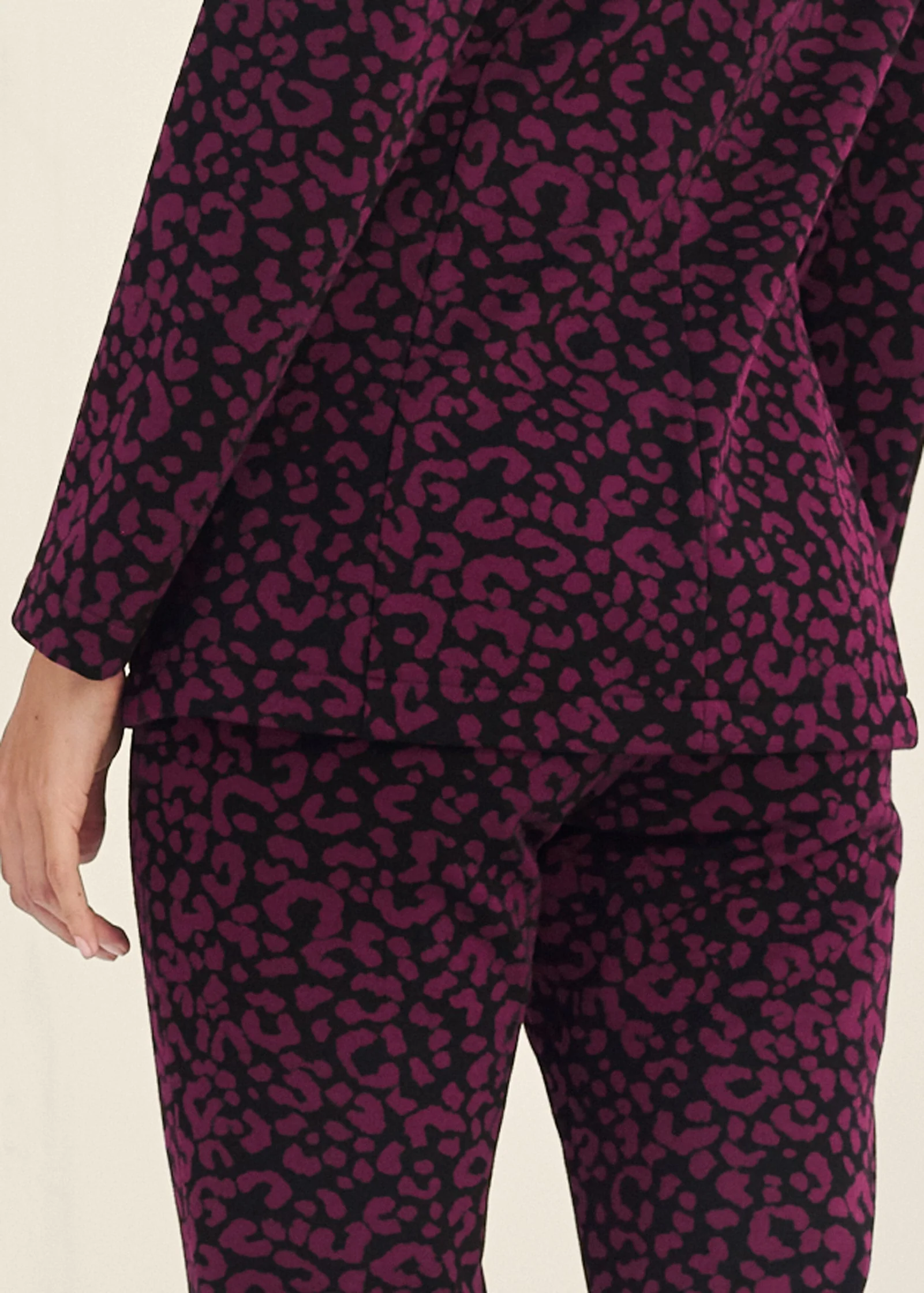 Leopard Kick Flare Suit Set - Wine - Image 4