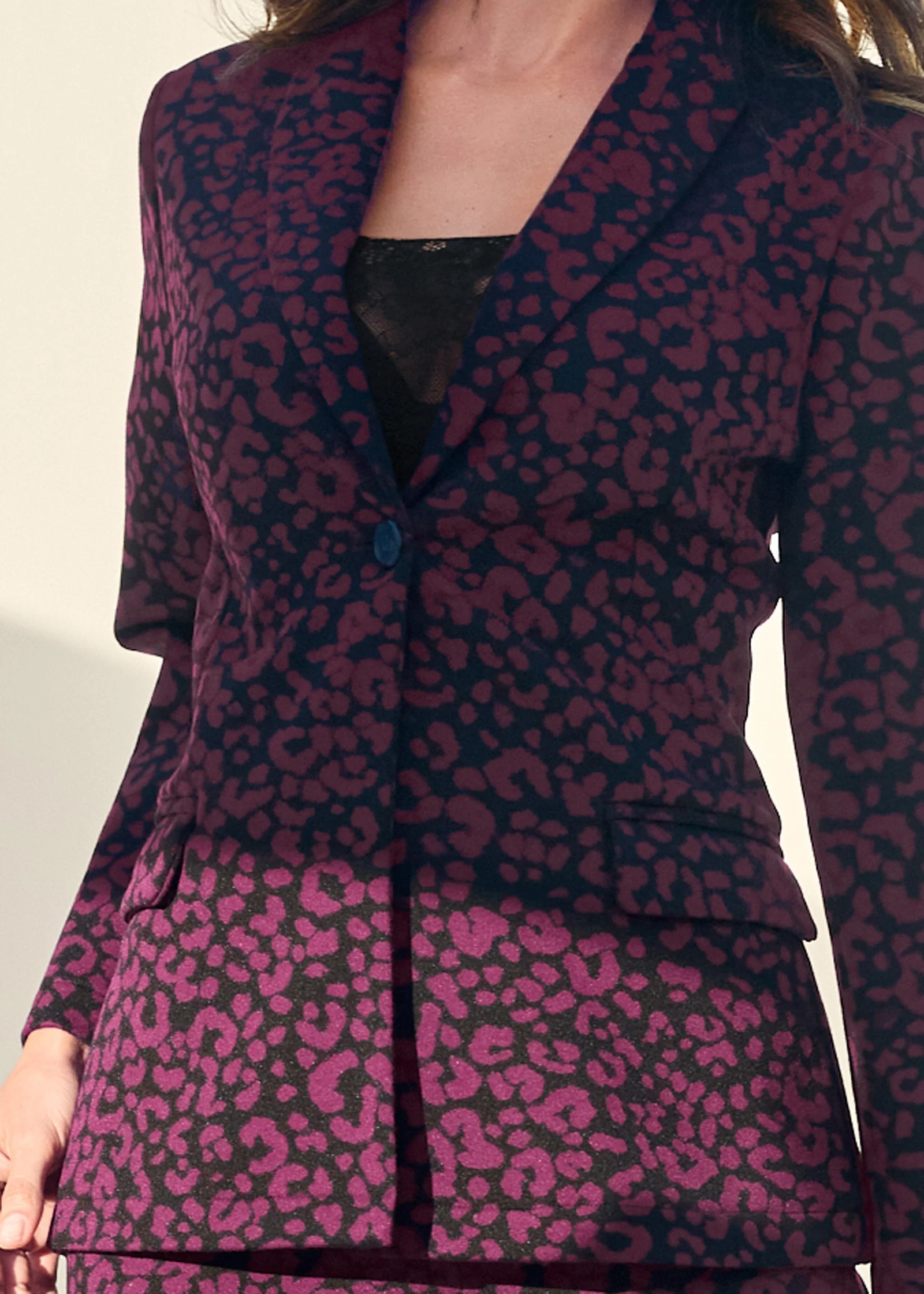 Leopard Kick Flare Suit Set - Wine - Image 6