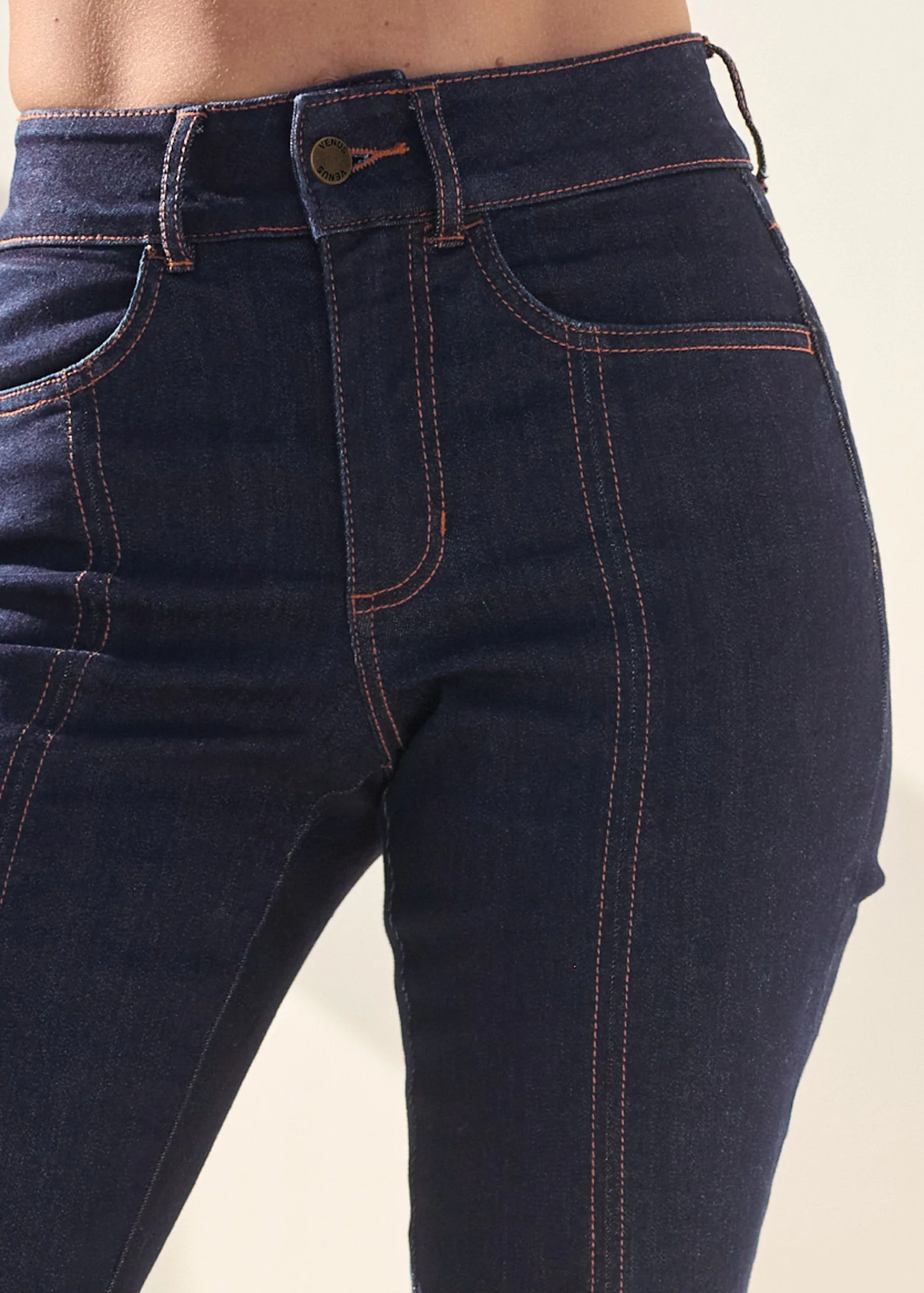 Ruffle Slit Hem Jeans - Indigo Blue - Image 5