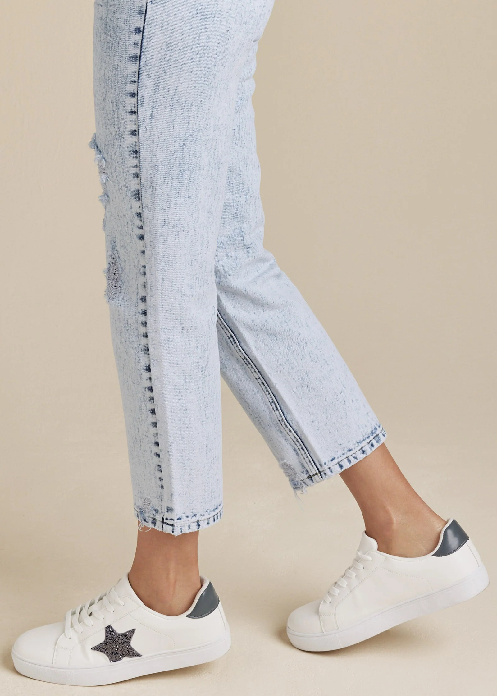 Stove Pipe Distressed Jeans - Acid Wash - Image 6