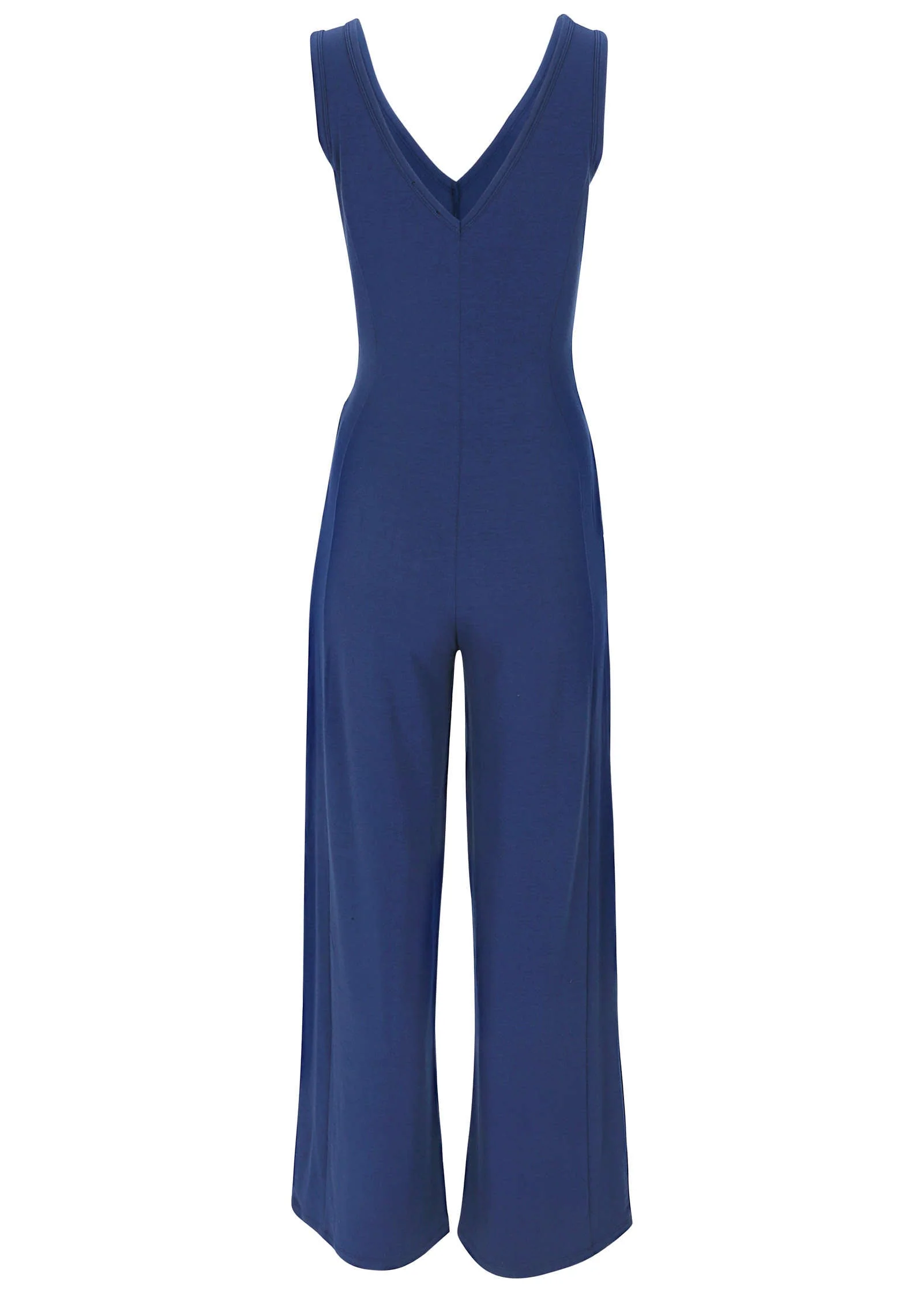 Relaxed V-Neck Jumpsuit - Dark Blue - Image 4