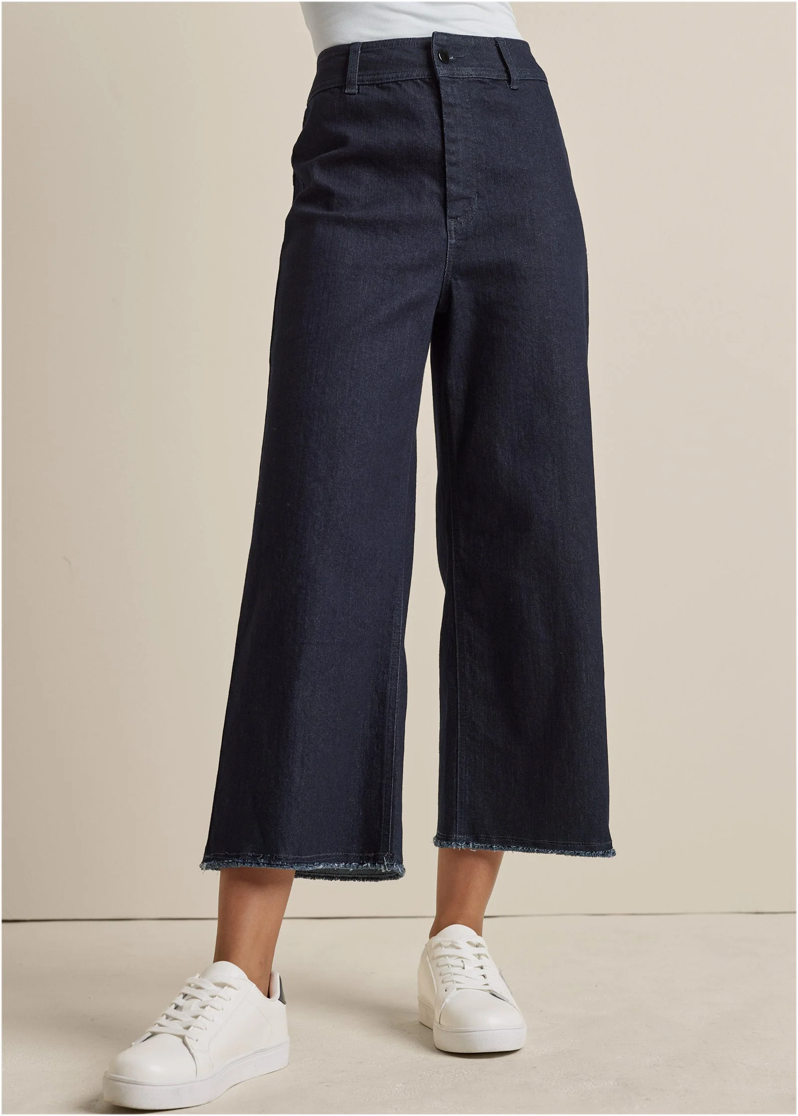 High Rise Wide Leg Jeans - Dark Wash - Image 2