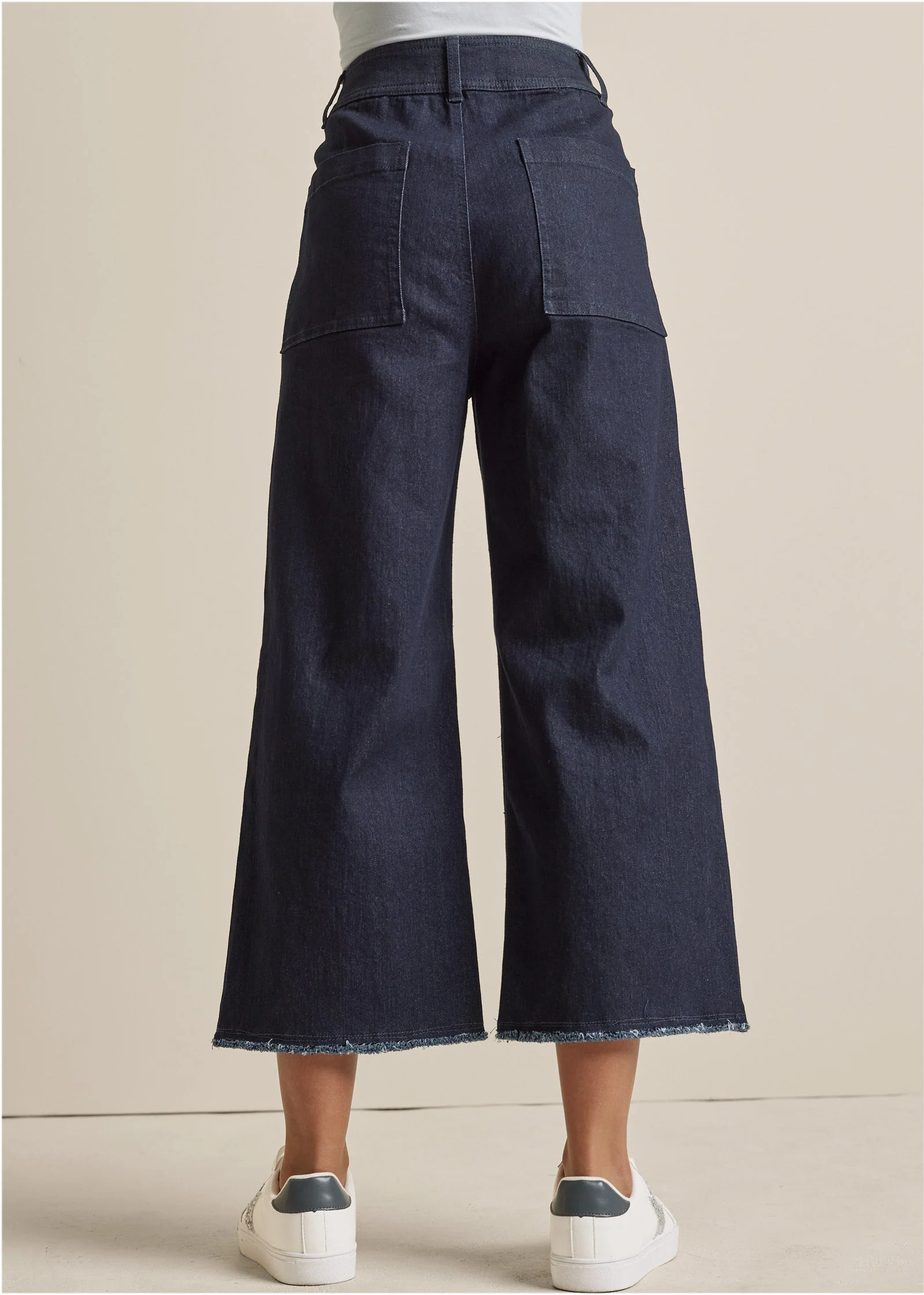 High Rise Wide Leg Jeans - Dark Wash - Image 3