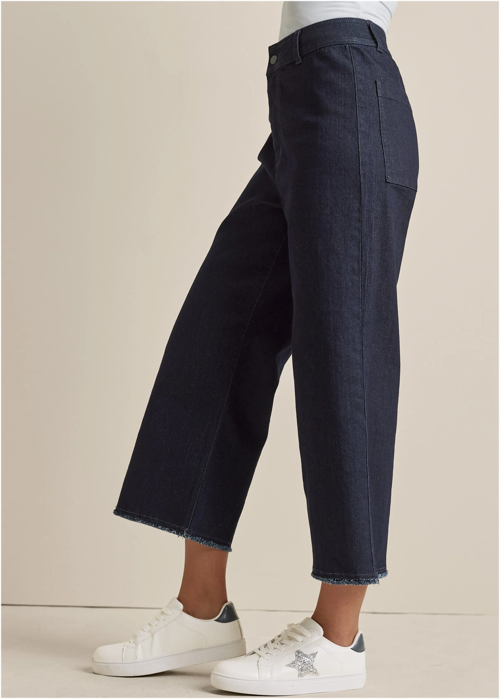 High Rise Wide Leg Jeans - Dark Wash - Image 4