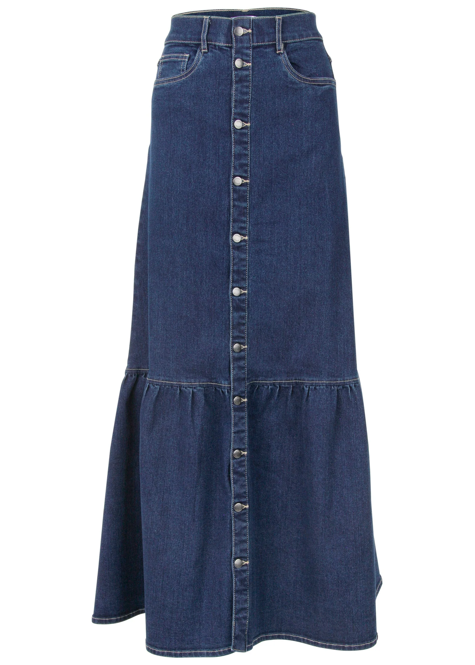 Denim Button Down Skirt - Dark Wash - Image 6