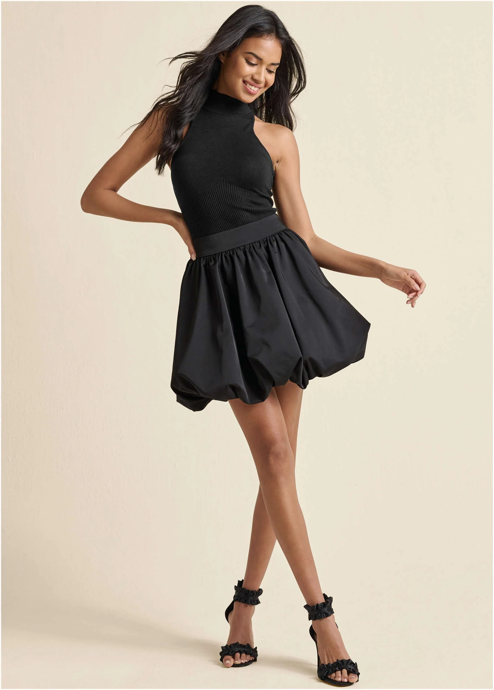 Taffeta Bubble Skirt - Jet Black