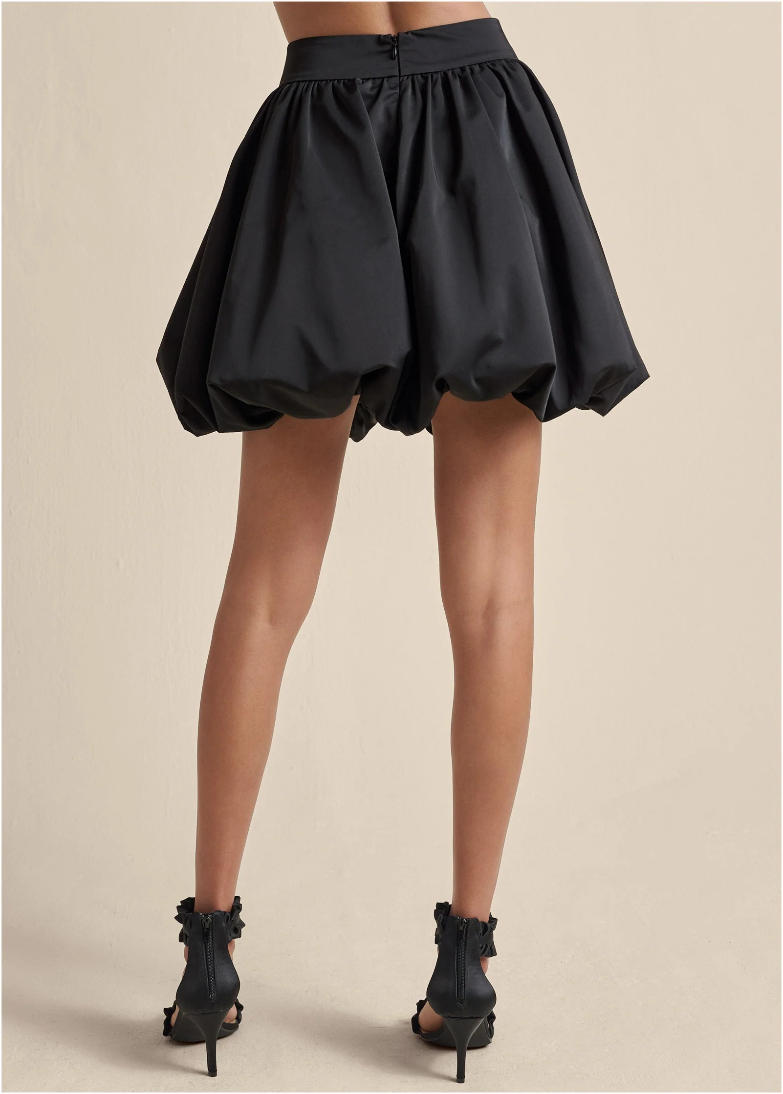 Taffeta Bubble Skirt - Jet Black - Image 3