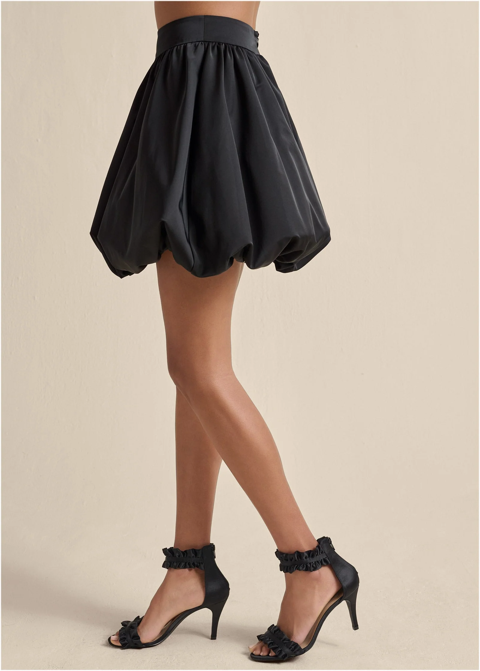 Taffeta Bubble Skirt - Jet Black - Image 4