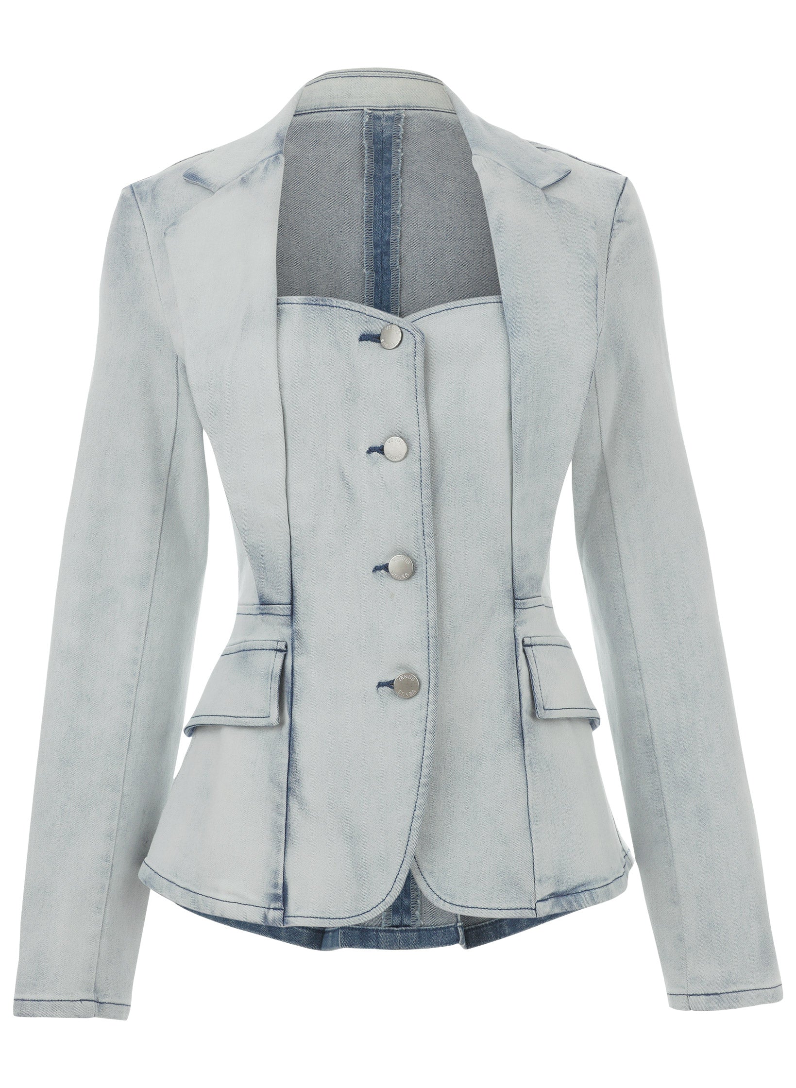 Sweetheart Denim Blazer - Light Wash - Image 4