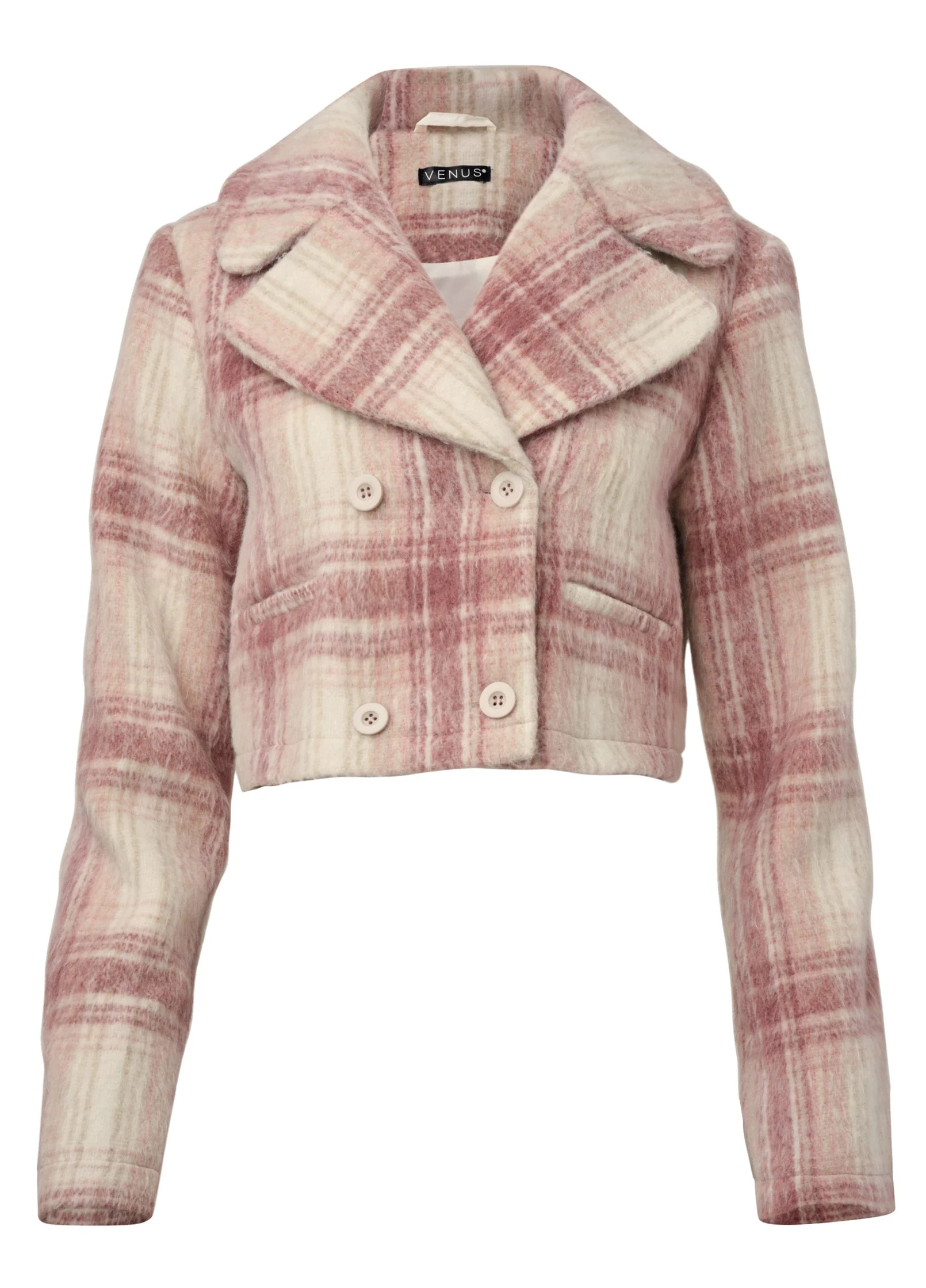 Crop Double Breasted Jacket - Pink Multi - Image 6