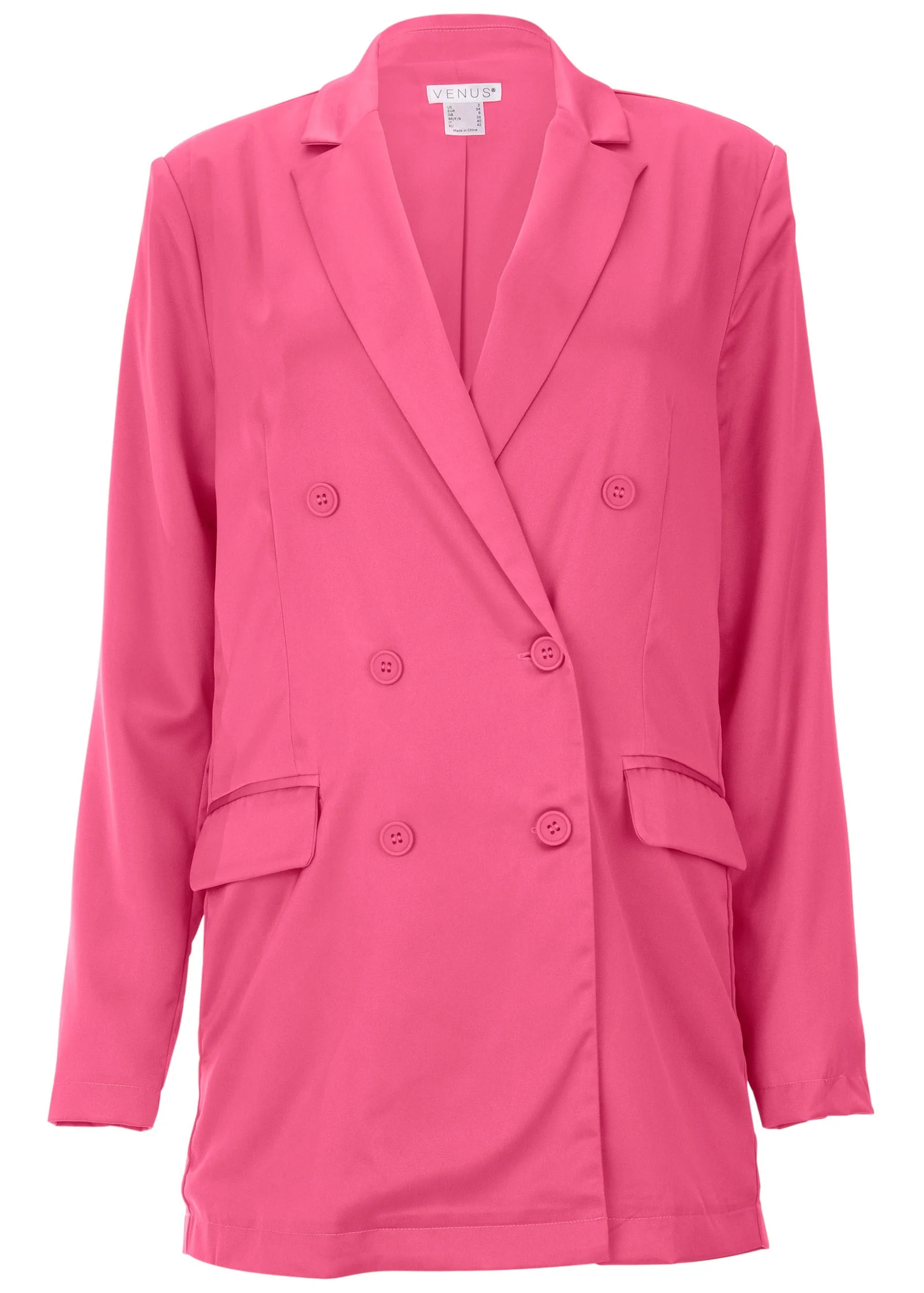 Double Breasted Blazer - Hot Pink - Image 3