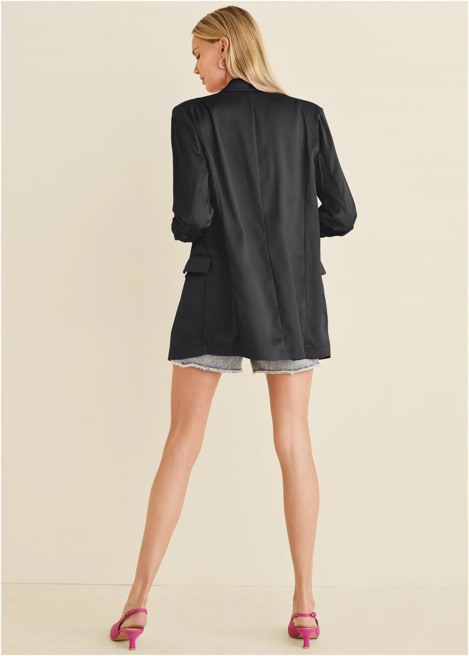 Double Breasted Blazer - Jet Black - Image 2