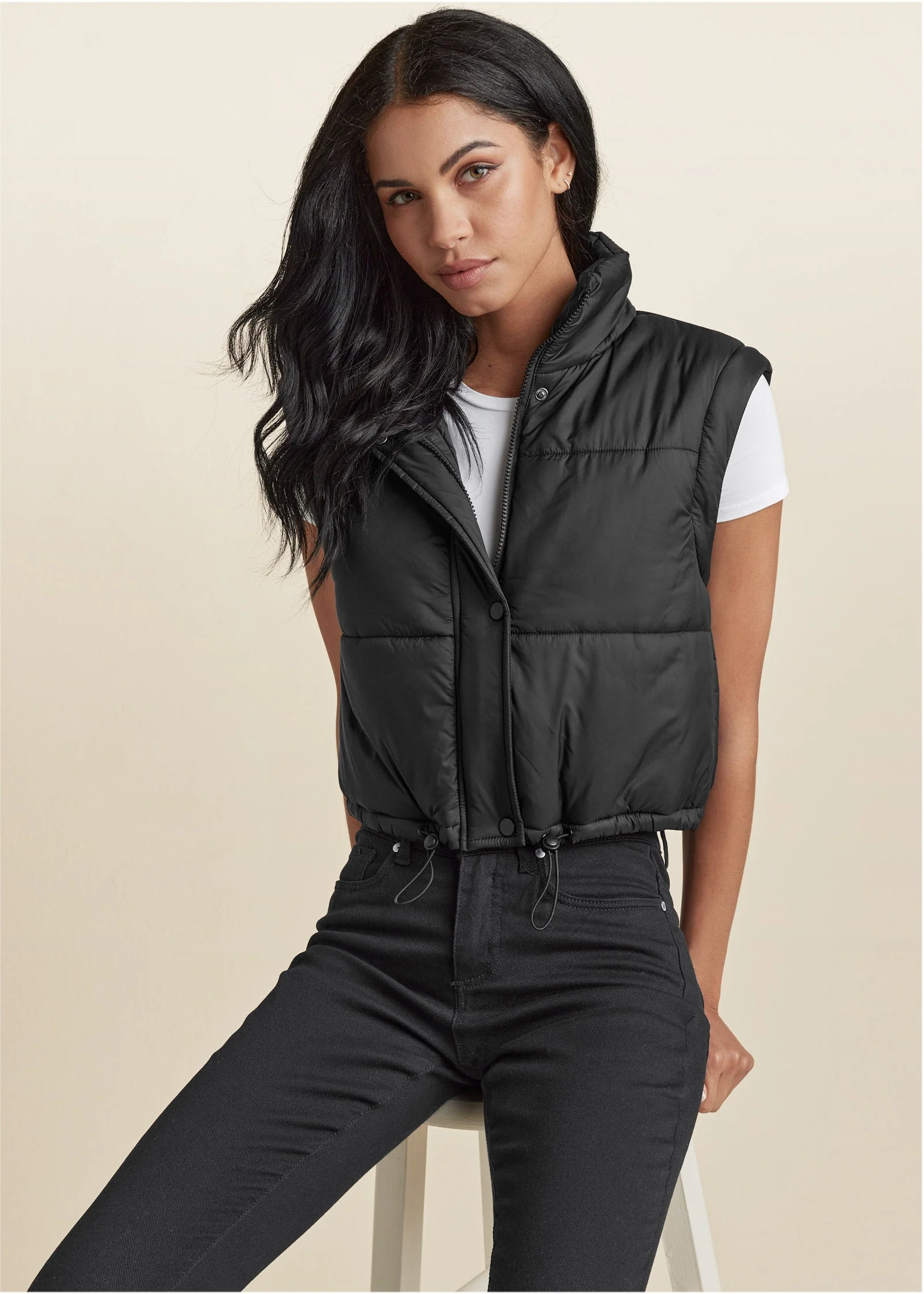 Convertible Puffer Coat - Black - Image 7