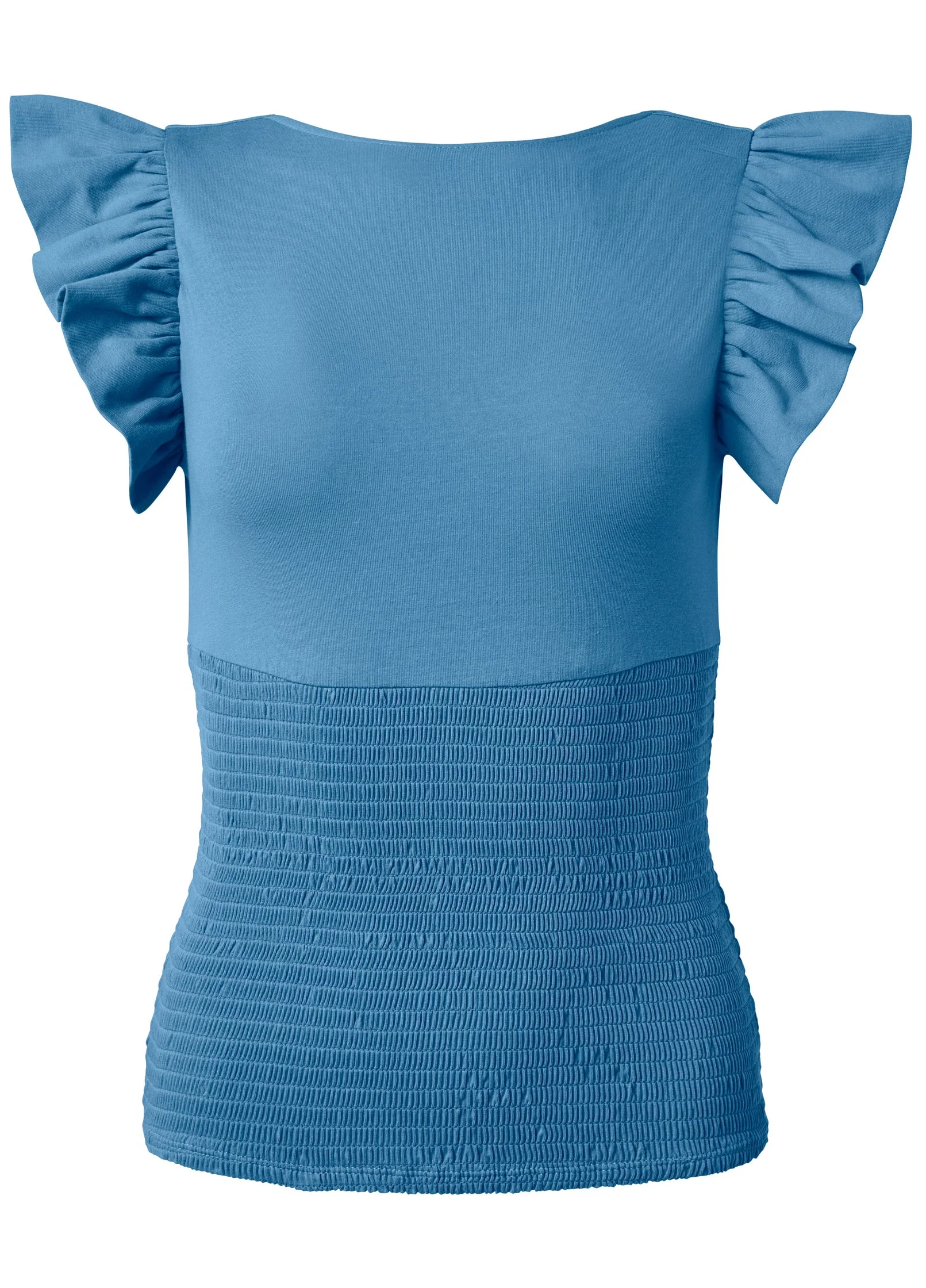 Smocked Ruffle Top - Blue - Image 6