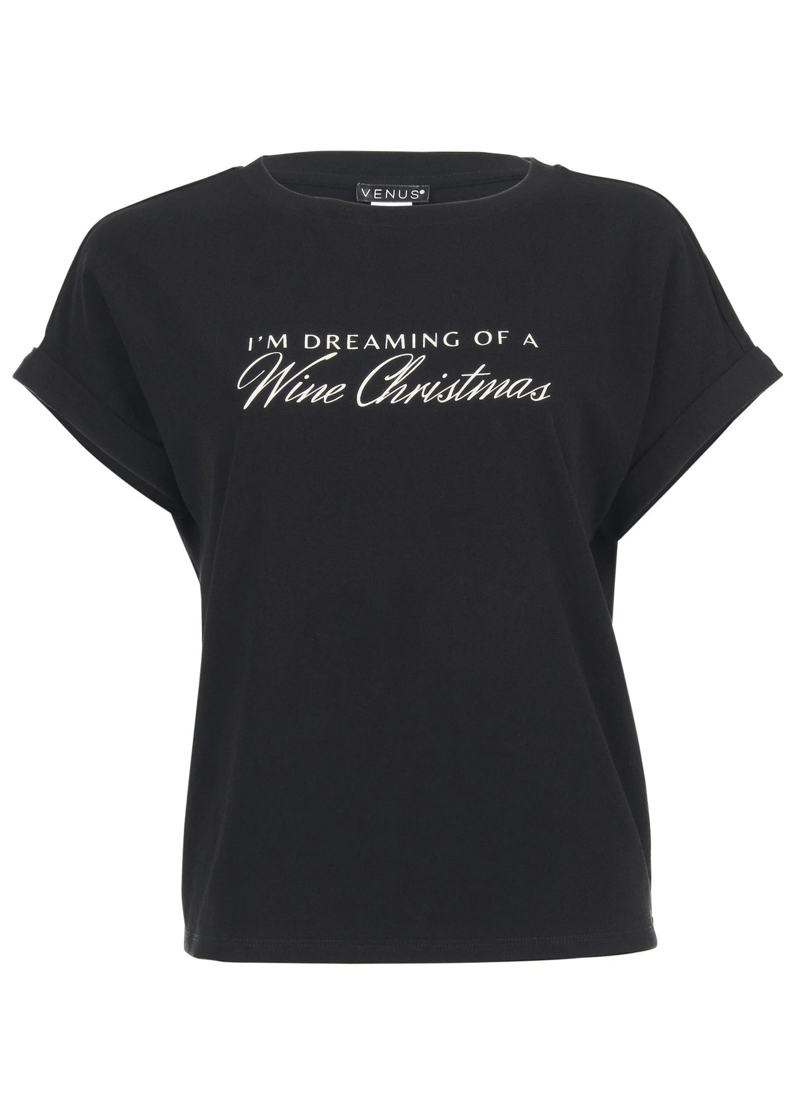 Wine Christmas Graphic Tee - Jet Black - Image 5