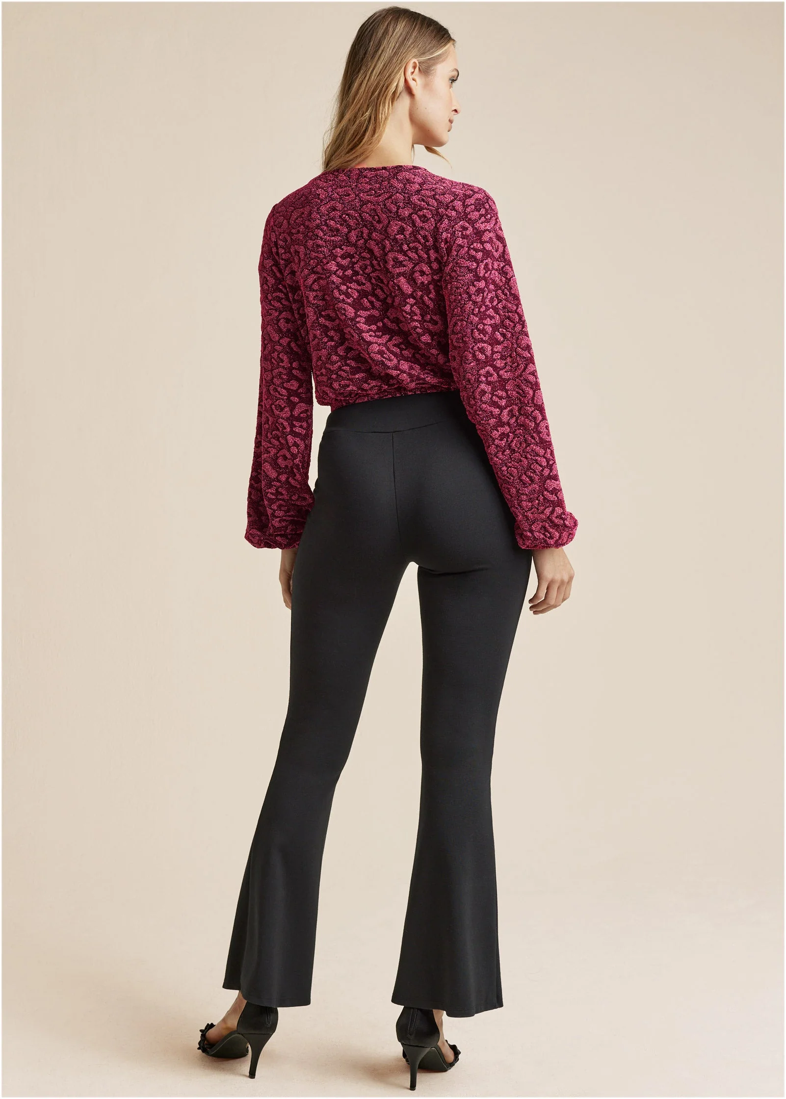 Lurex Wrap Crop Top - Black & Pink - Image 2