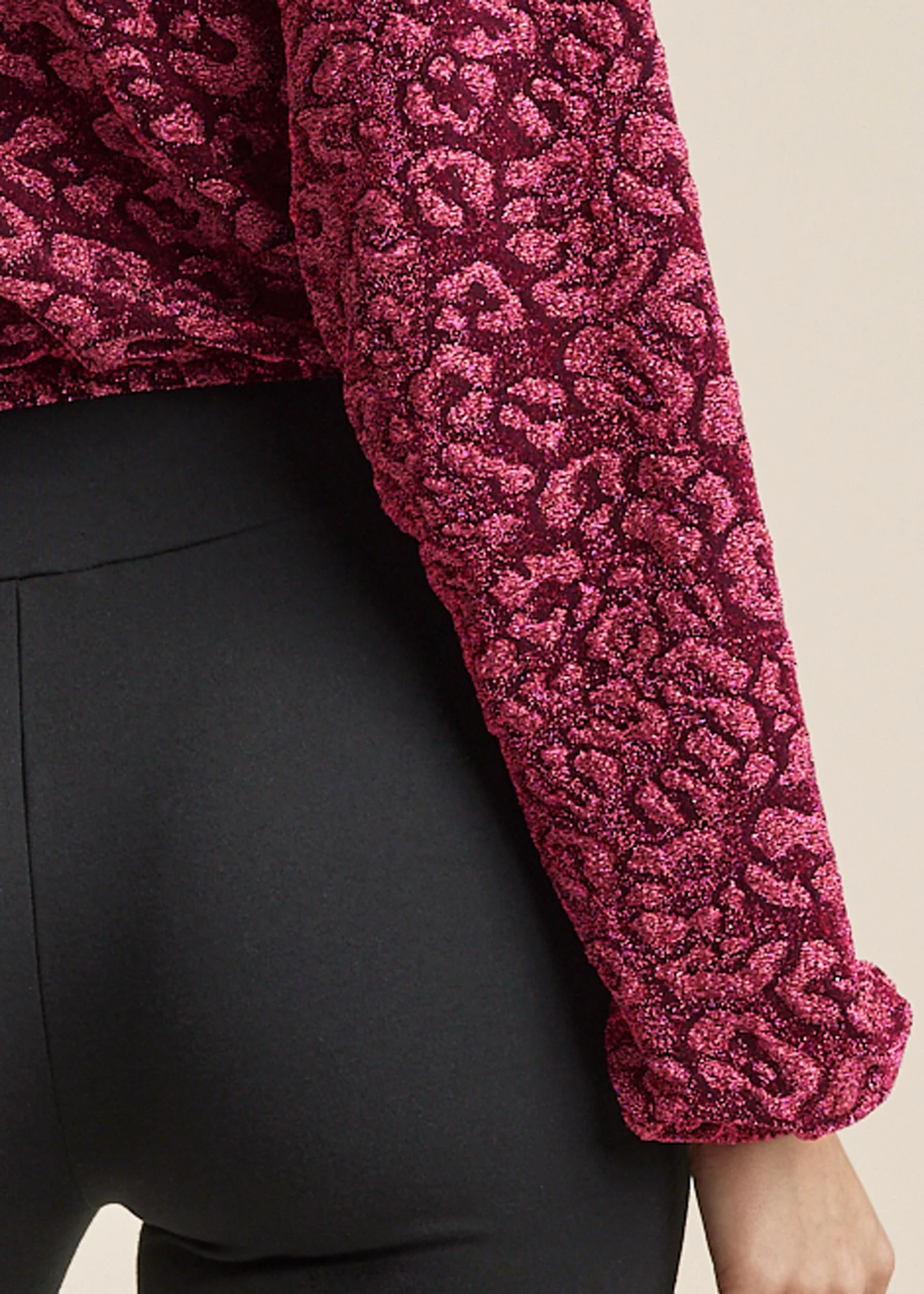 Lurex Wrap Crop Top - Black & Pink - Image 4