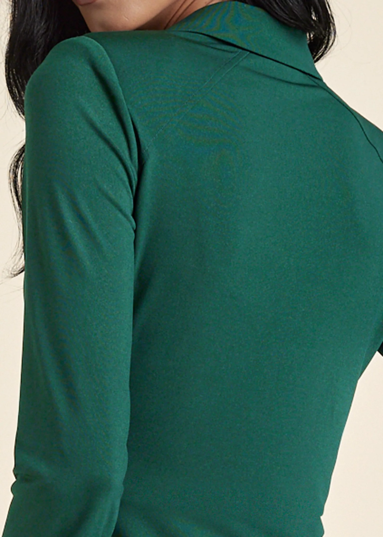 Collared Cowl Neck Top - Green - Image 4